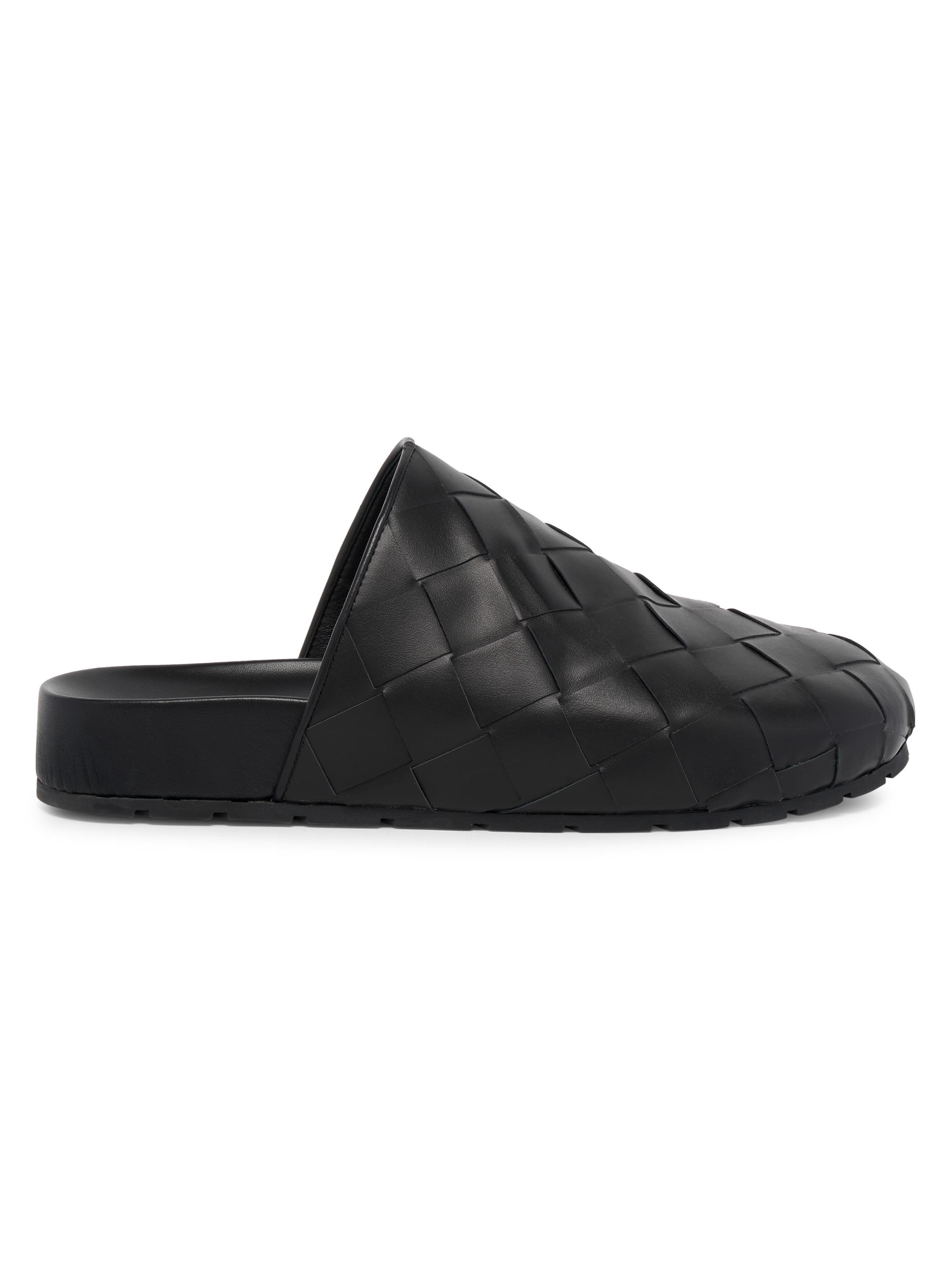 Bottega Veneta Men's Reggie Intrecciato Leather Mules - Black
