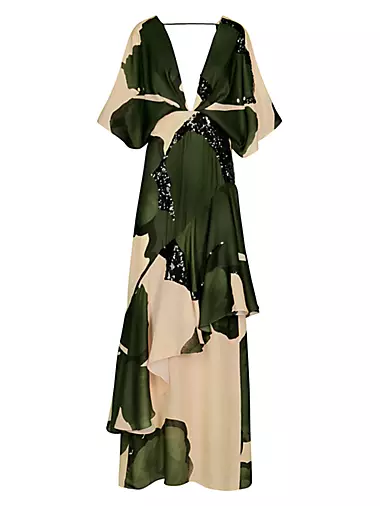 Tesoro Escondido Sequined Silk Maxi Dress