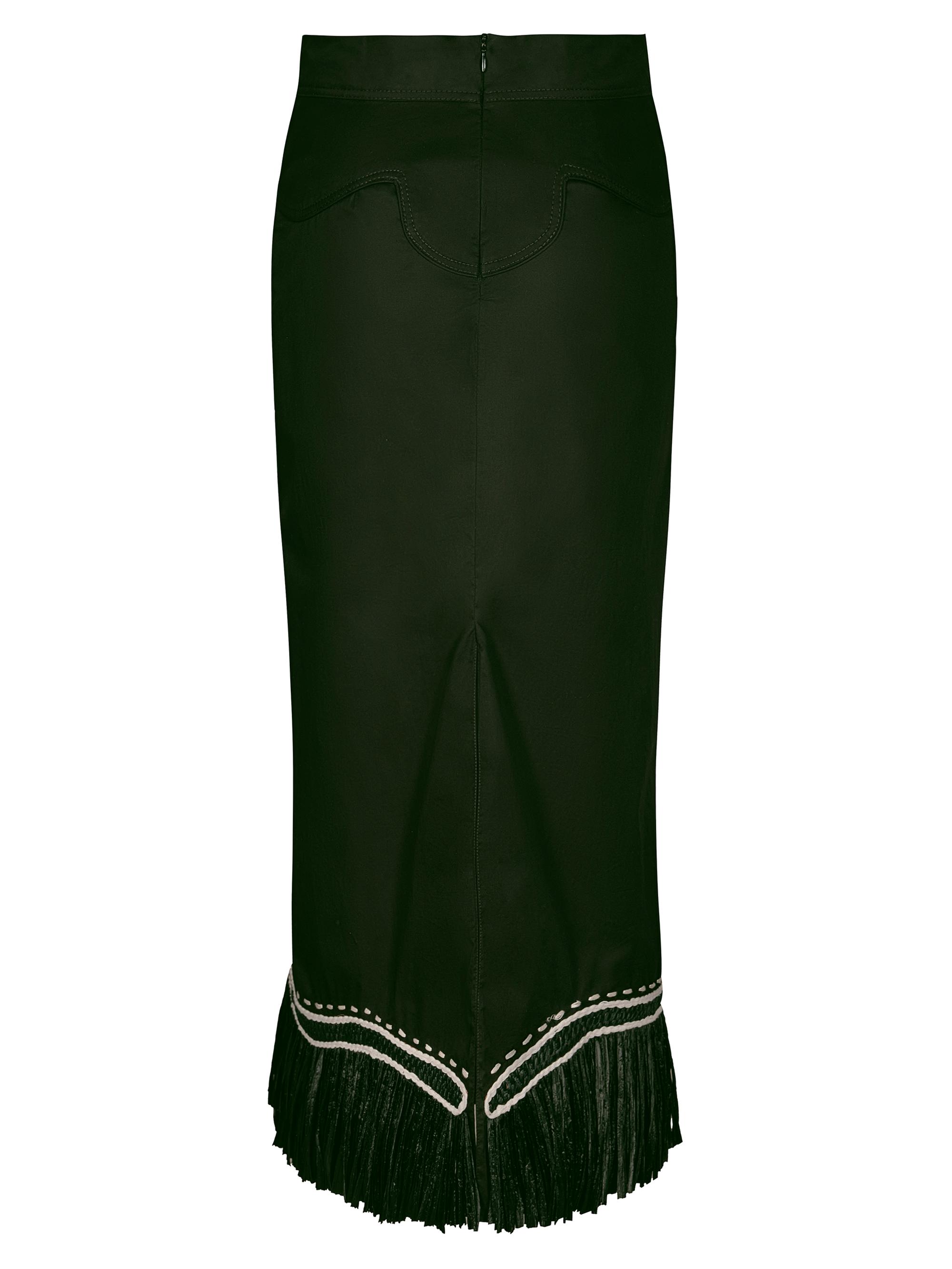 Johanna Ortiz Siena El Viejo Oeste Raffia Fringe Midi-Skirt | Saks