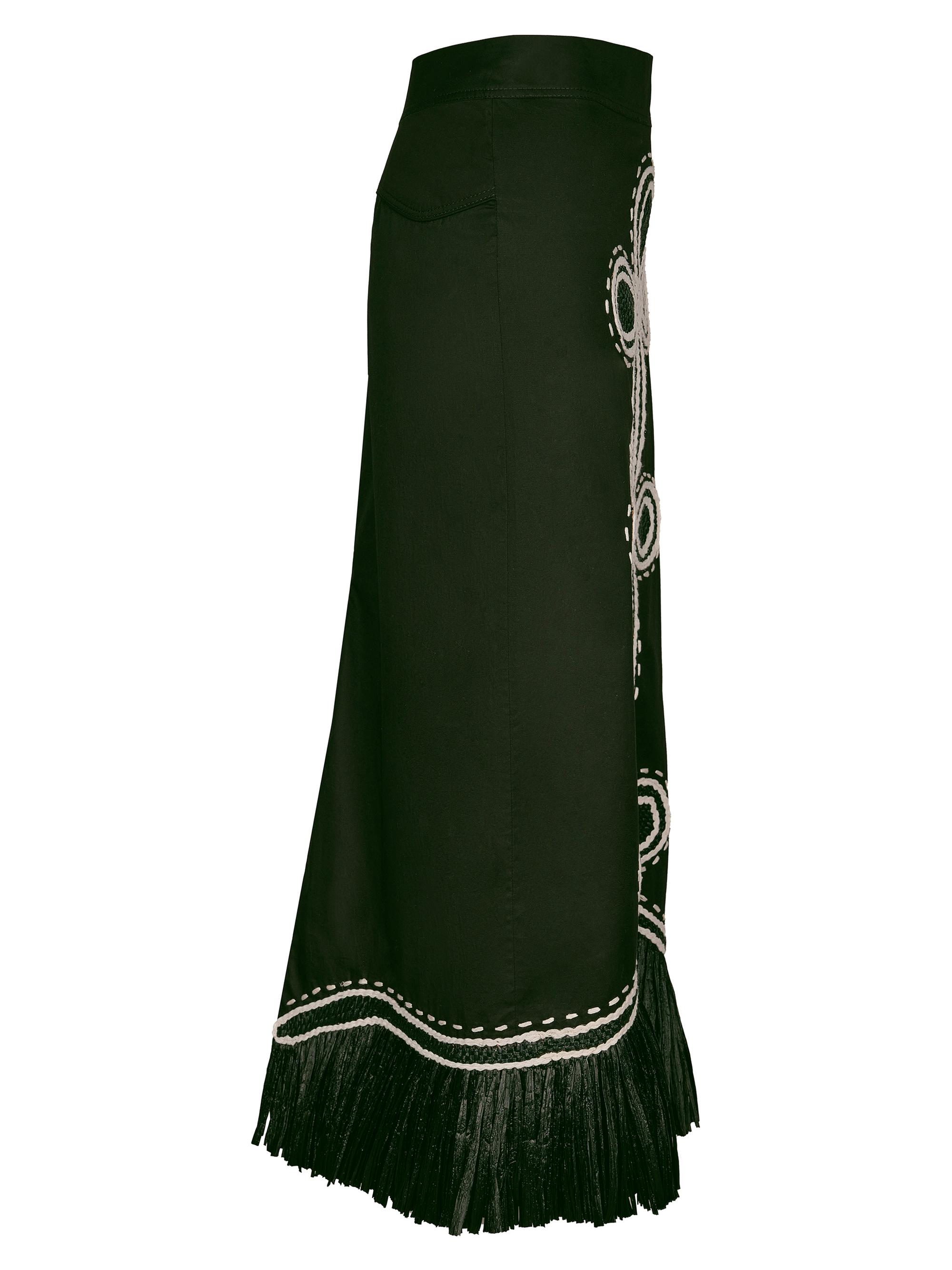 Johanna Ortiz Siena El Viejo Oeste Raffia Fringe Midi-Skirt | Saks