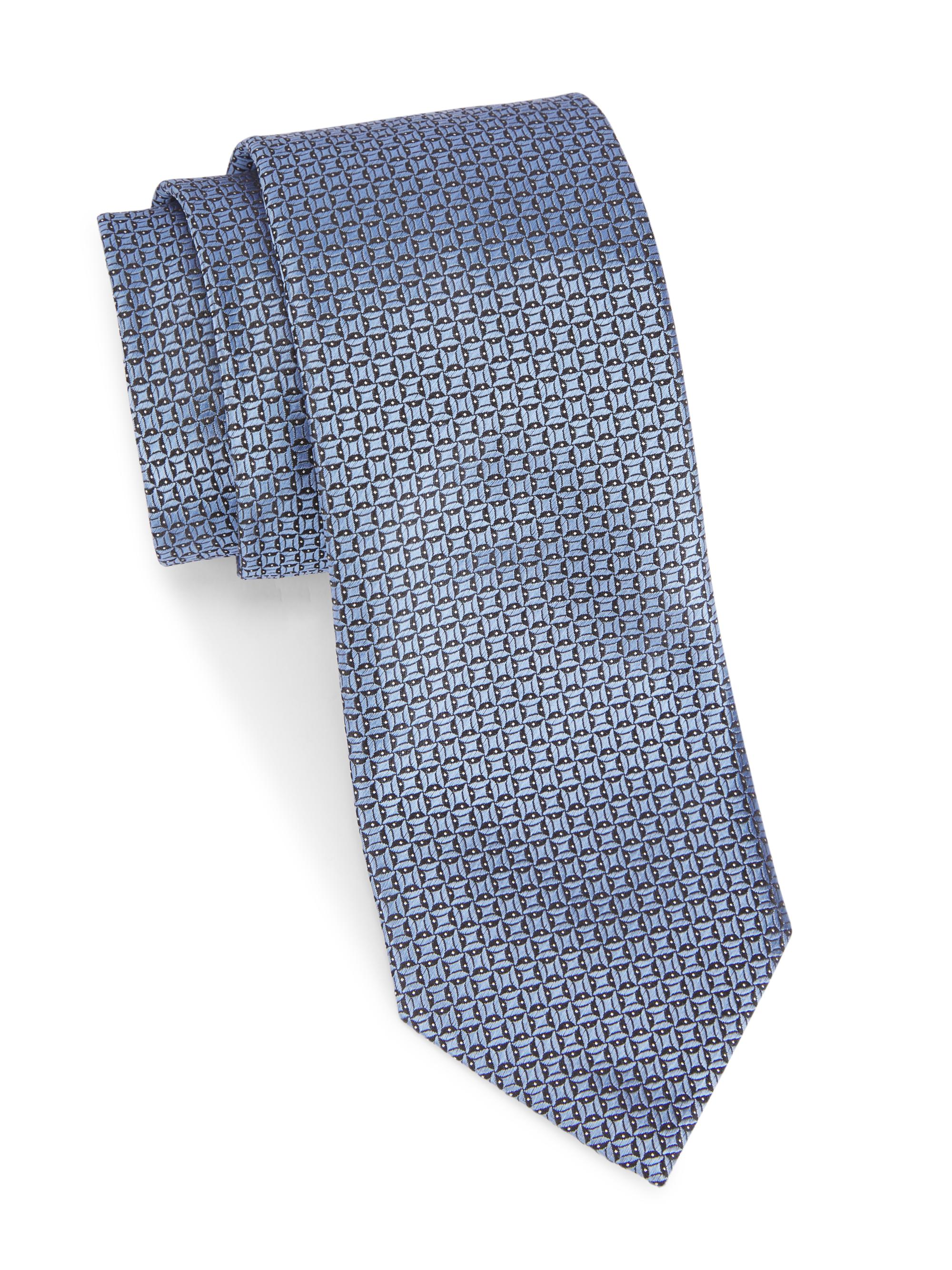 ZEGNA Men's Jacquard Silk Tie - Light Blue