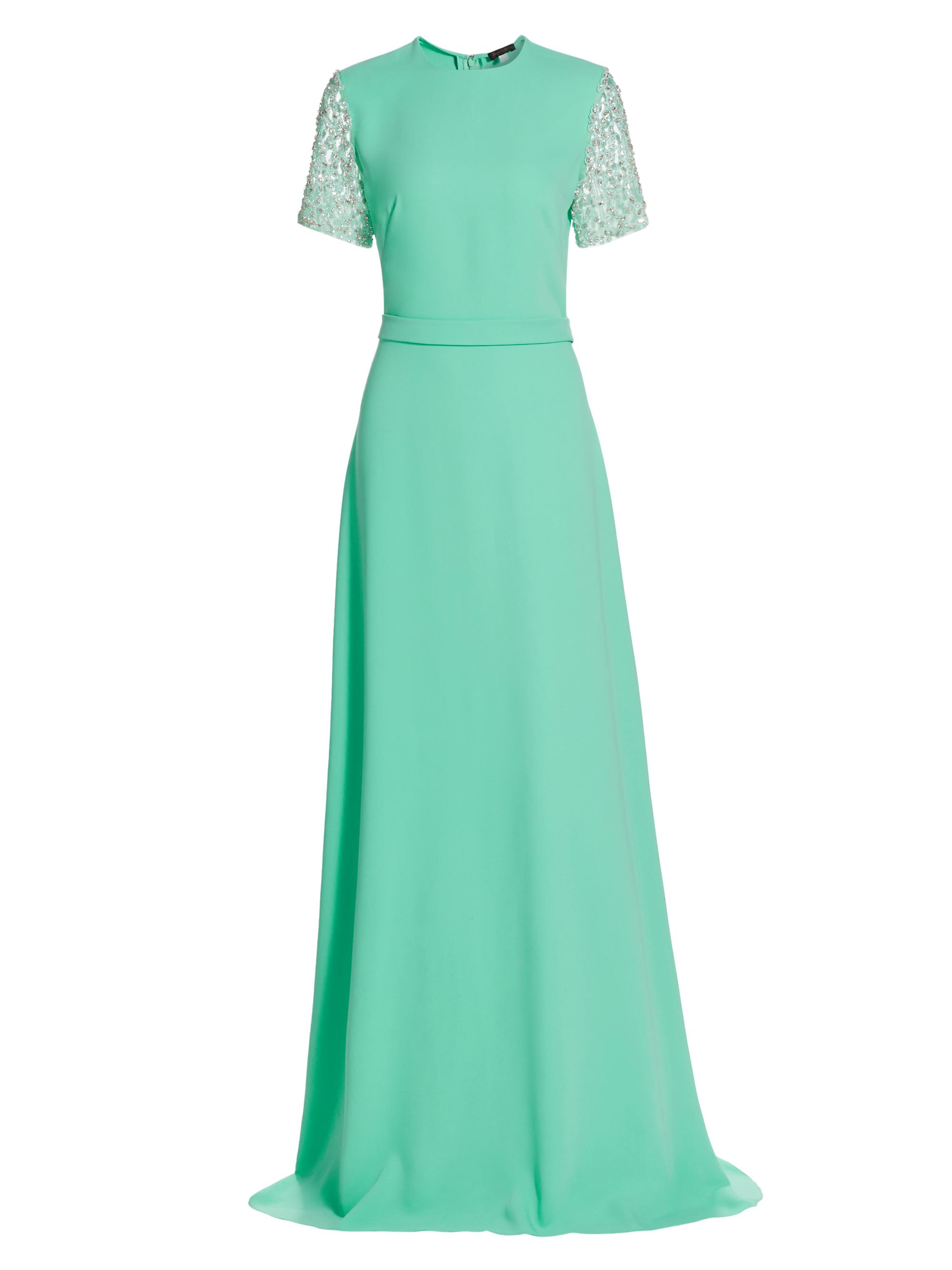 Reem Acra Women's Crepe Embellished Short-Sleeve Gown - Mint
