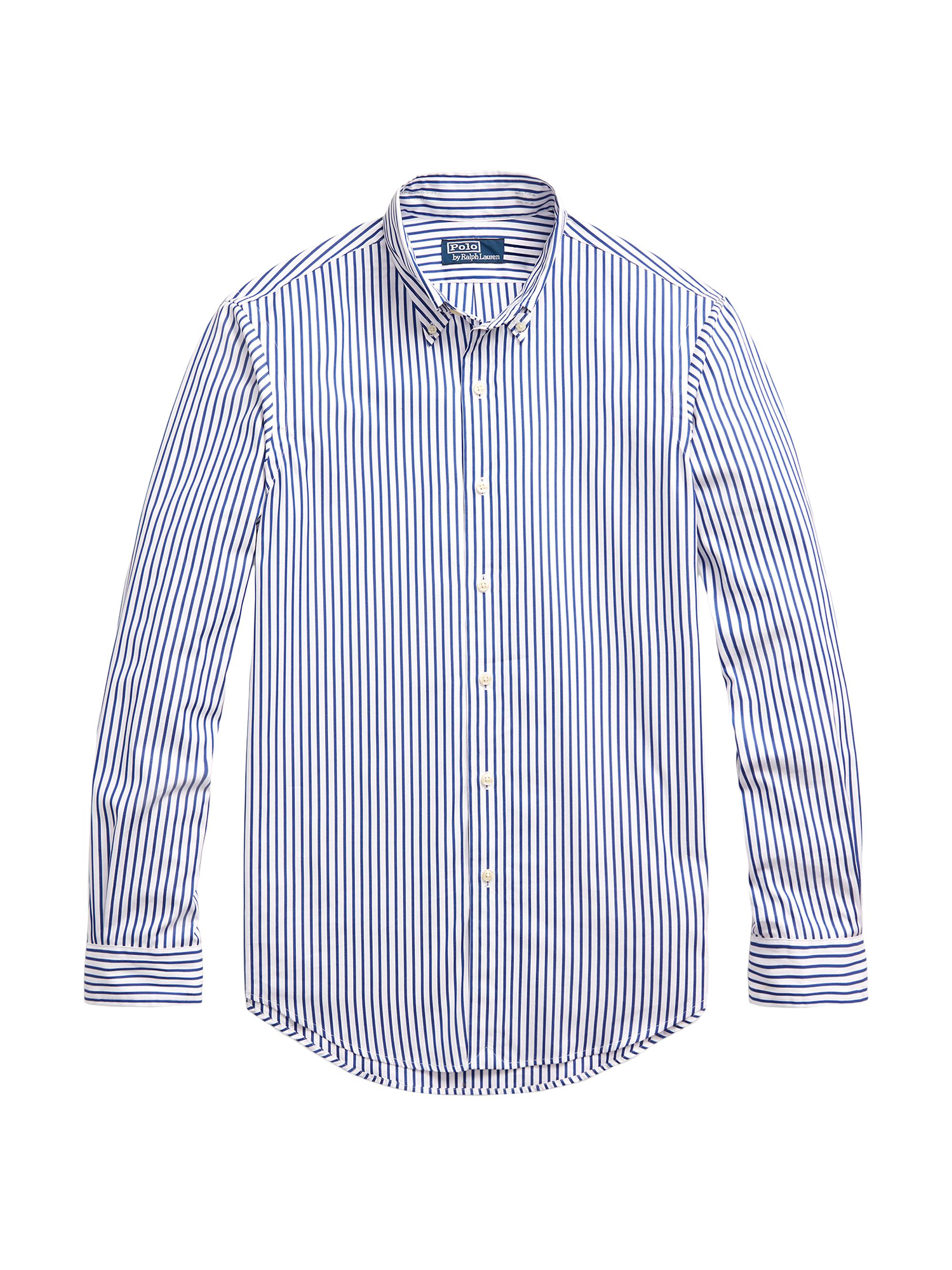 Polo Ralph Lauren Men's Striped Cotton Button-Down Shirt - White Blue