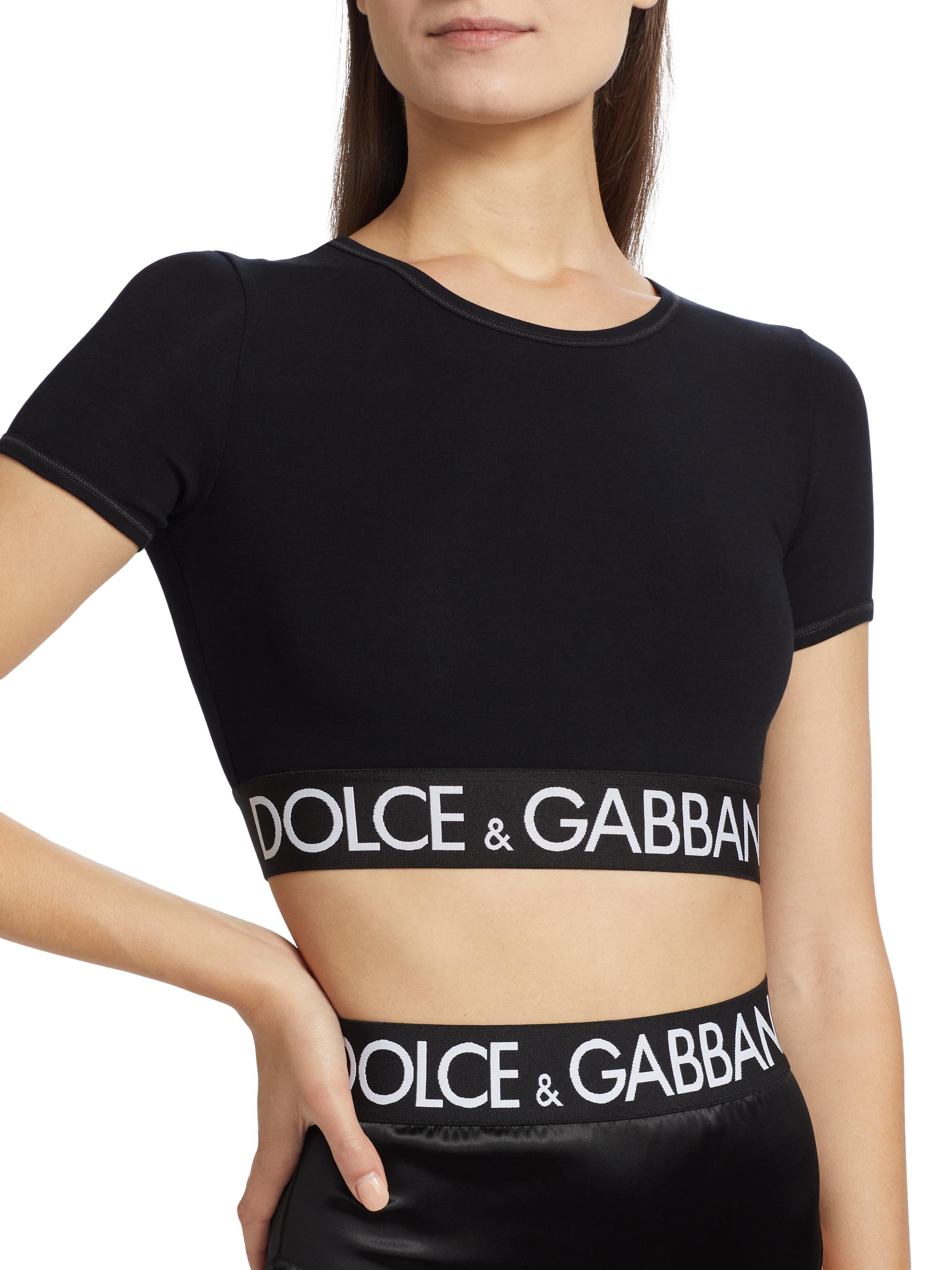 Dolce&Gabbana Logo Tape Crop T-Shirt | Saks Fifth Avenue