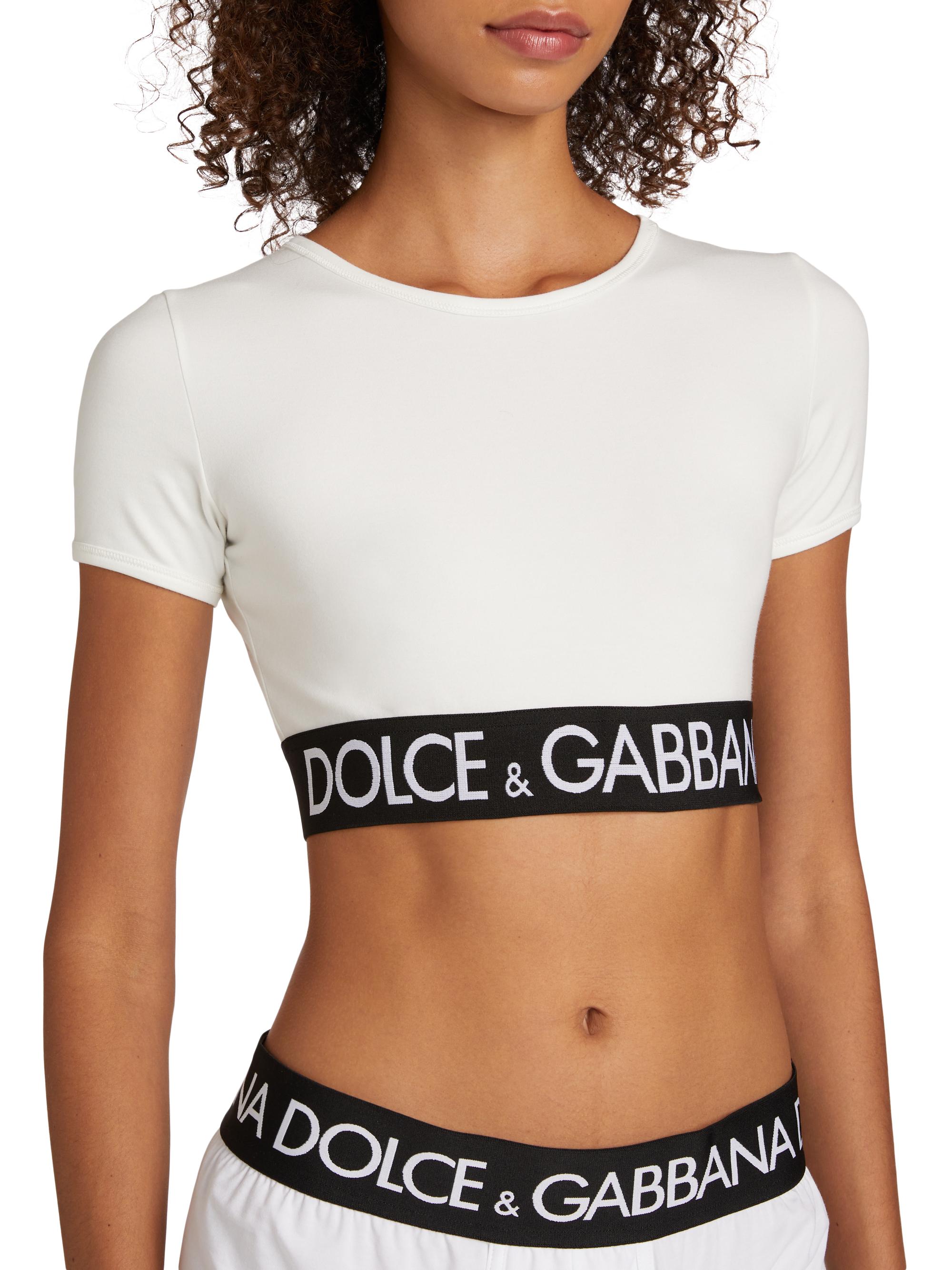 Dolce&Gabbana Logo Tape Crop T-Shirt | Saks Fifth Avenue