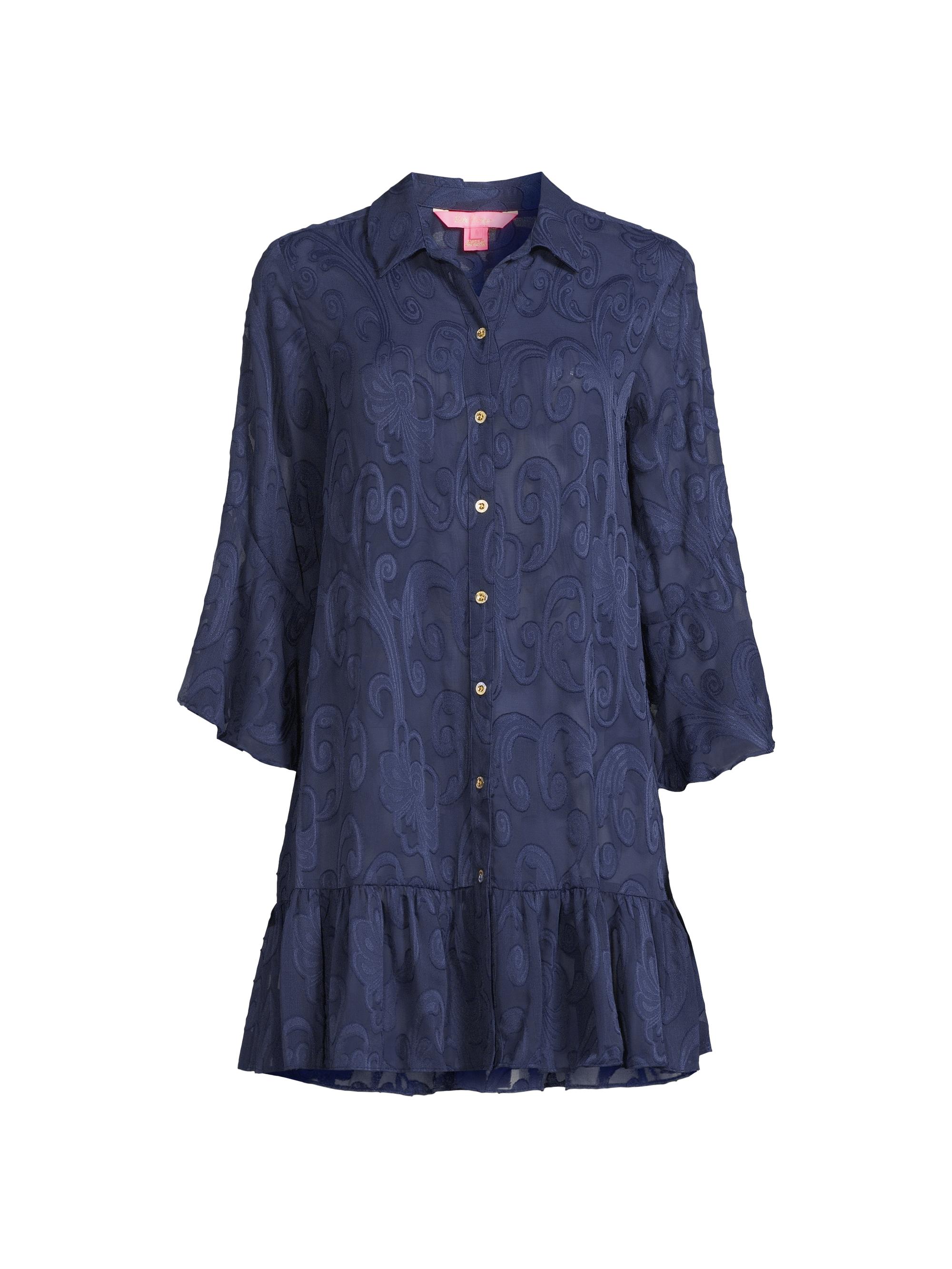 Lilly Pulitzer Women's Linley Flounce Cover-Up Shirtdress - True Navy
