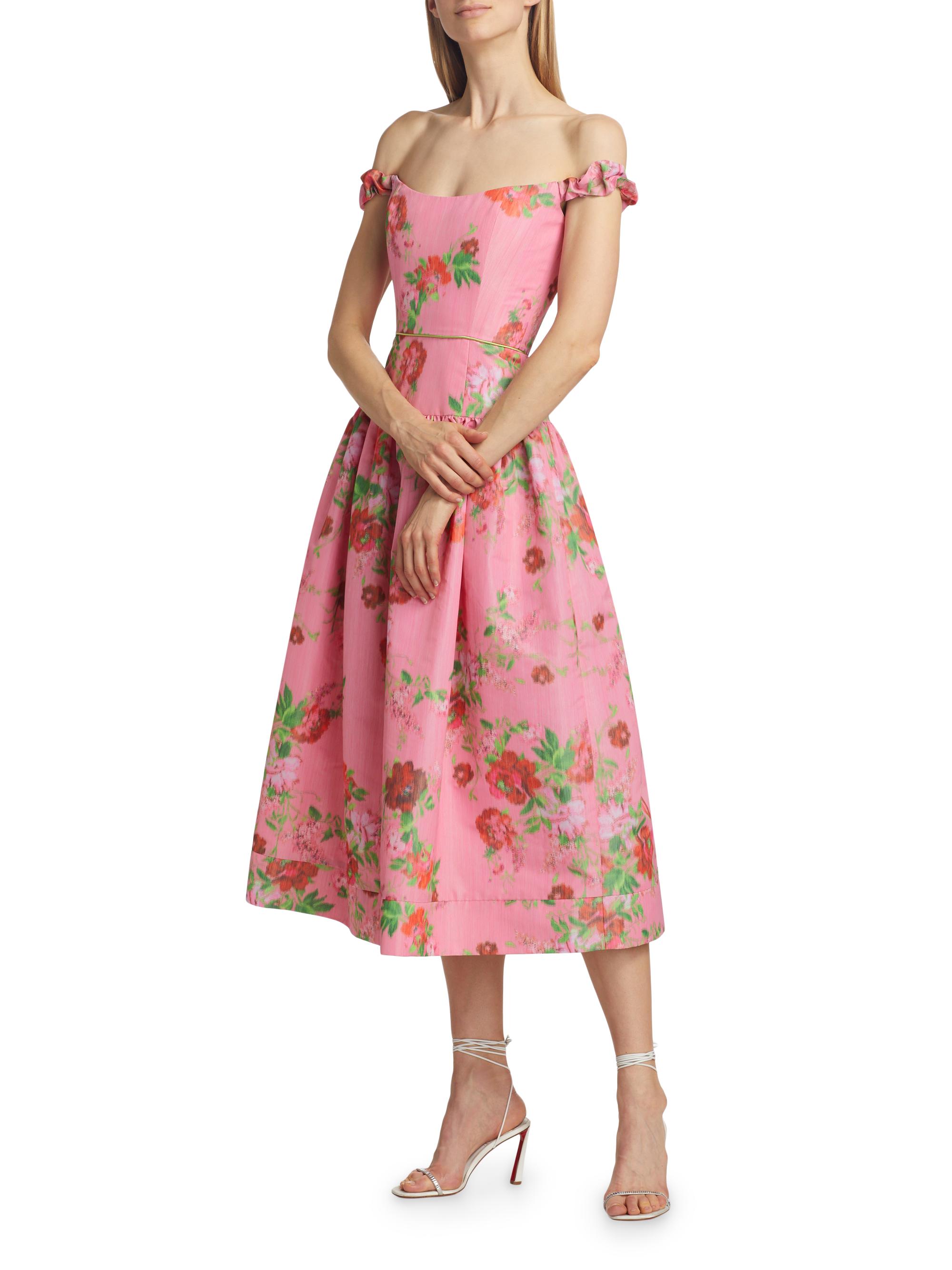 Markarian Giorgia Floral Ikat Off-The-Shoulder Midi-Dress | Saks Fifth  Avenue