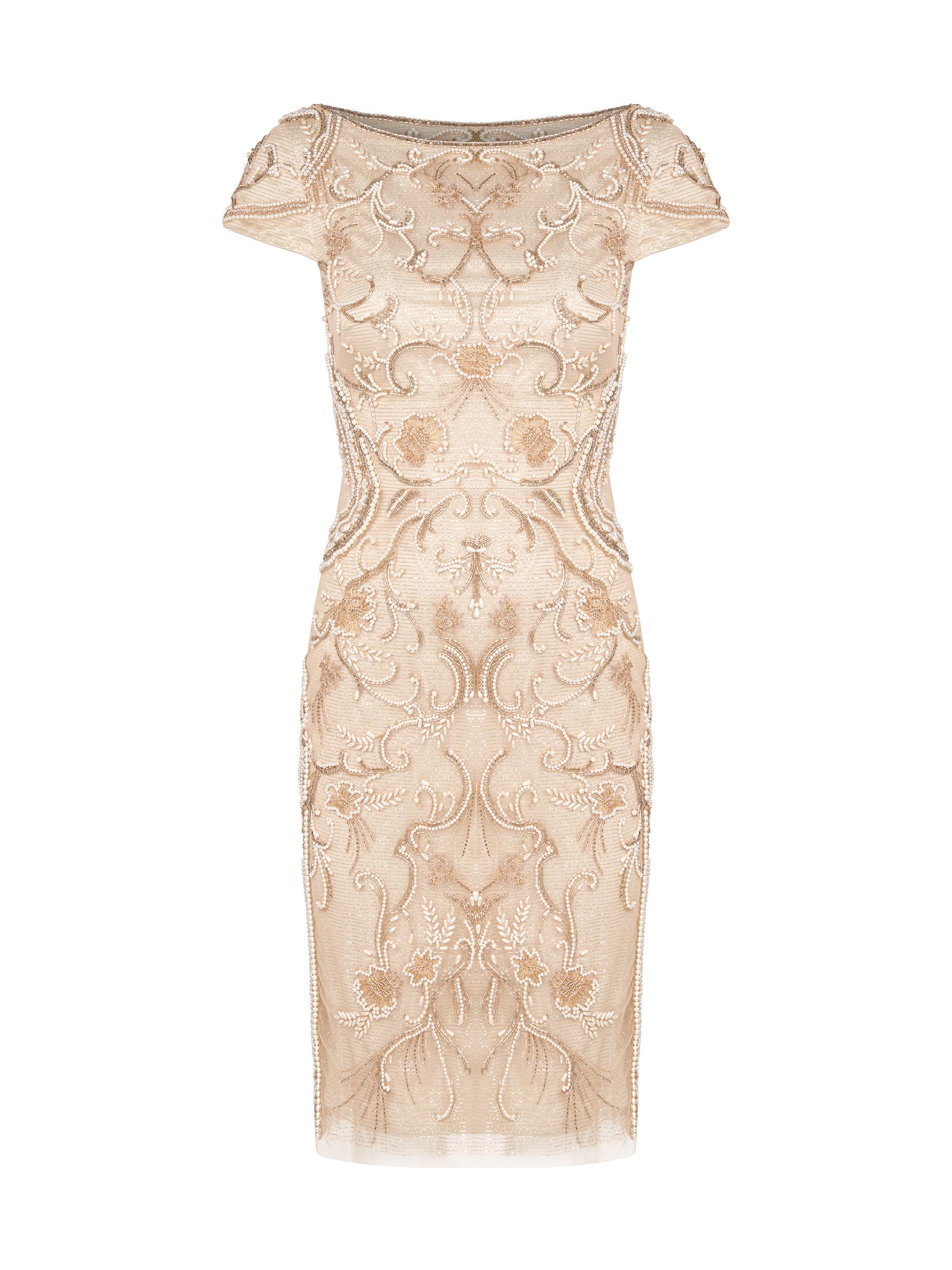 Theia Women's Silvia Beaded Body-Con Mini-Dress - Champagne