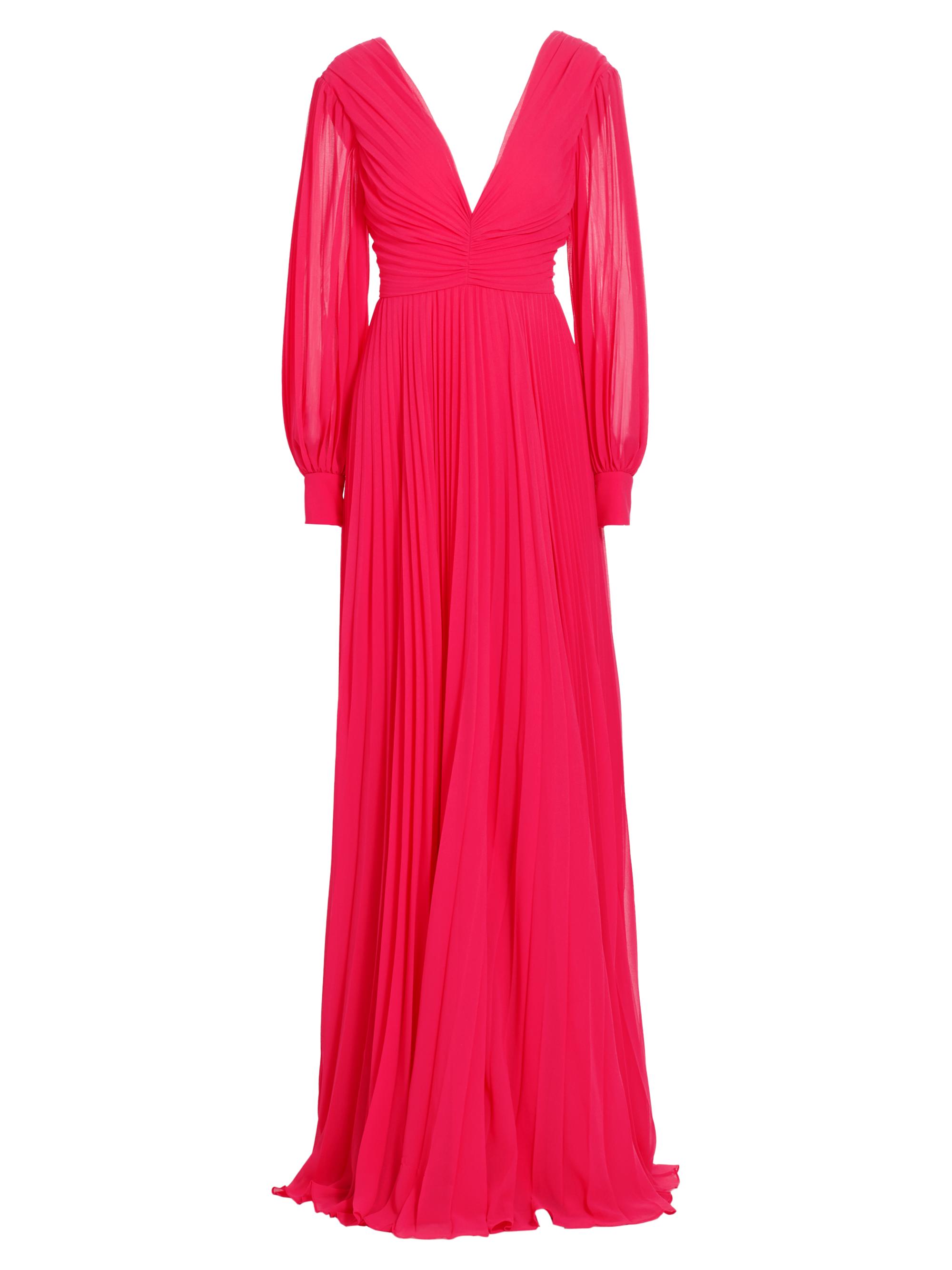 Badgley Mischka Women's Pleated Chiffon Gown - Watermelon