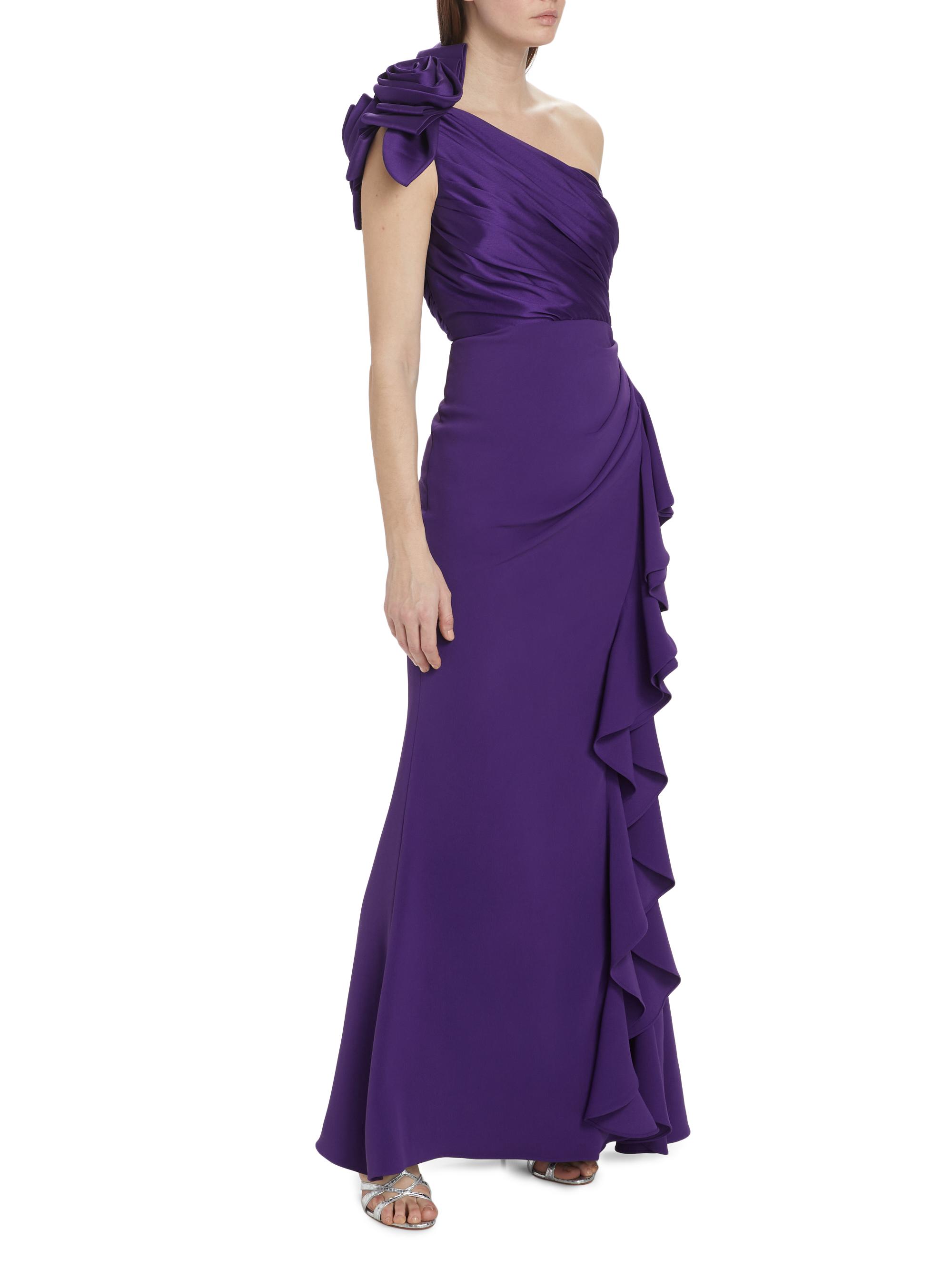 Shop Badgley Mischka Rosette One-Shoulder Gown | Saks Fifth Avenue