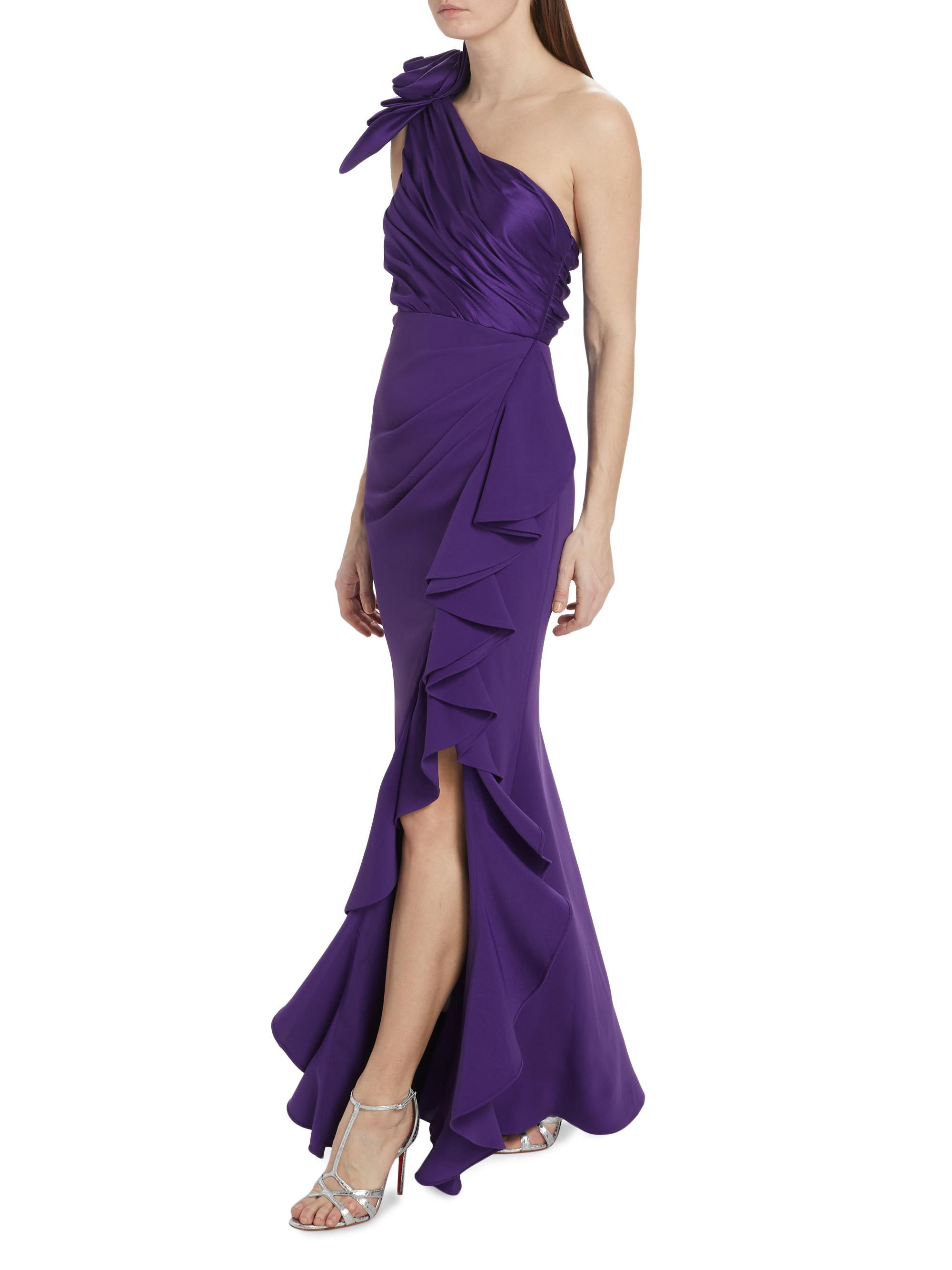 open lace back dress Sculpted One-Side Drape Sheath Dress by Badgley Mischka