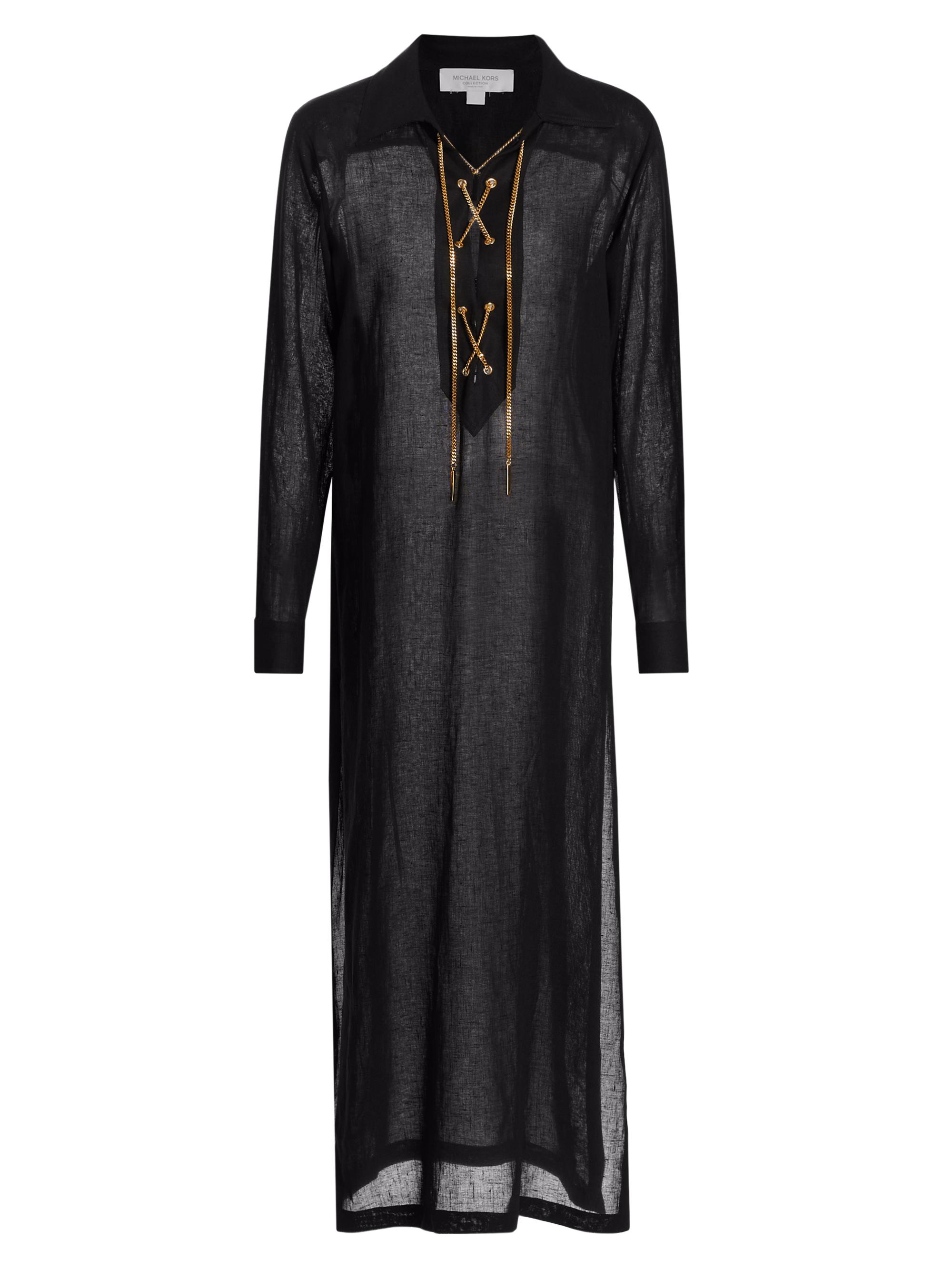 Michael Kors Collection Women's Lace-Up Linen Maxi Dress - Black