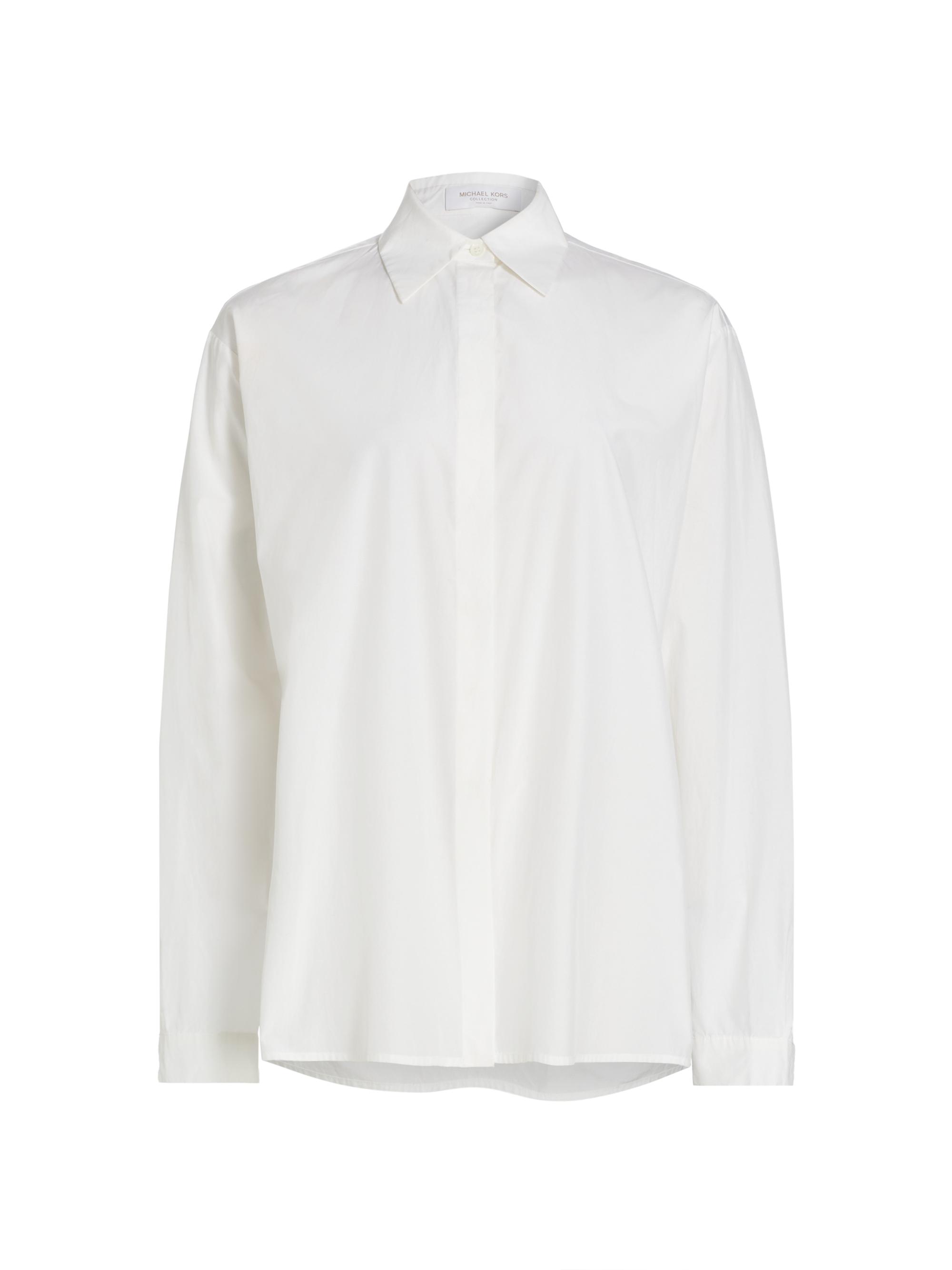 Michael Kors Collection Women's Silk-Cotton Boyfriend Shirt - Optic White
