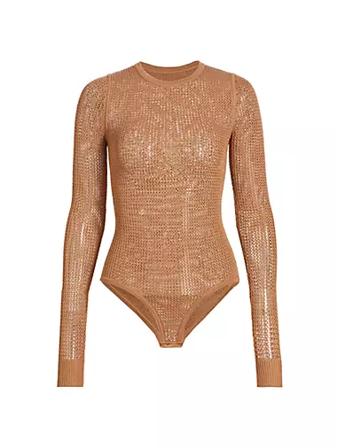 Stretch Chantilly Lace Bodysuit By Michael Kors Collection