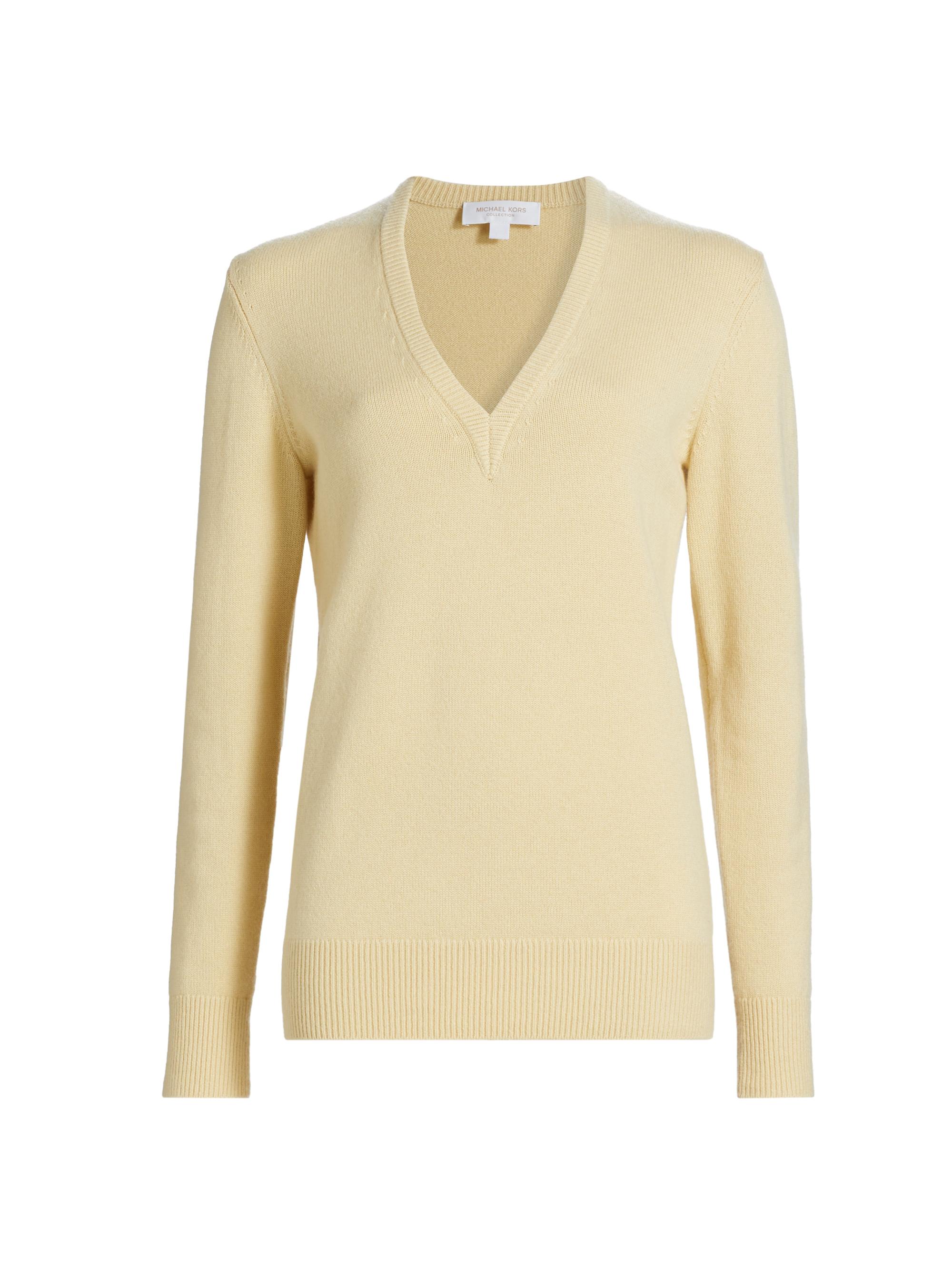 Michael Kors Collection Women's Cashmere V-Neck Sweater - Parchment