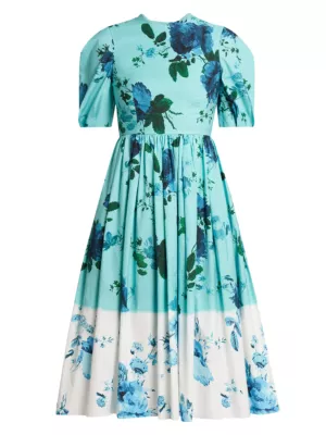 Shop Erdem Floral Cotton A-Line Midi-Dress | Saks Fifth Avenue