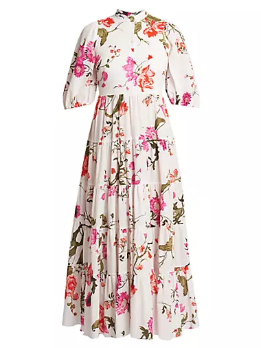Tiered Floral Cotton Maxi Dress