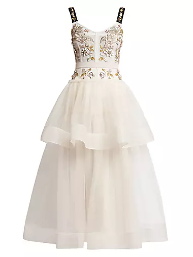 Tiered Bead-Embellished Gown