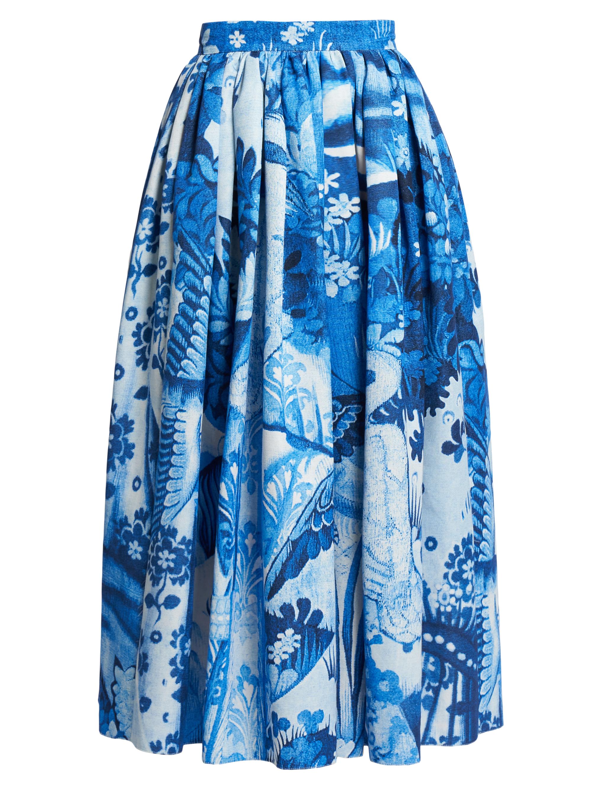 Erdem Women's Flared Cotton-Blend Midi-Skirt - Lupin Blue