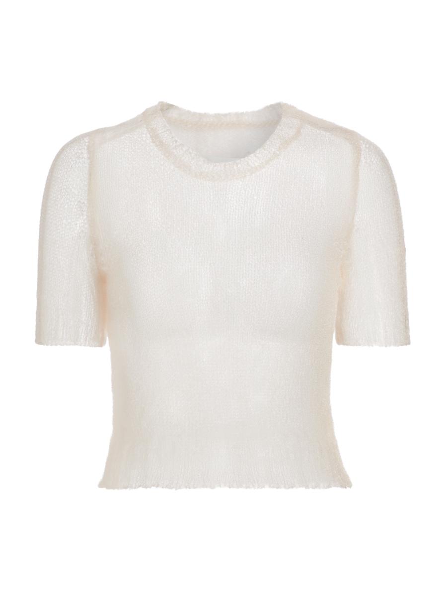 Maison Margiela Sheer Soft Knit Crop Top | Saks Fifth Avenue