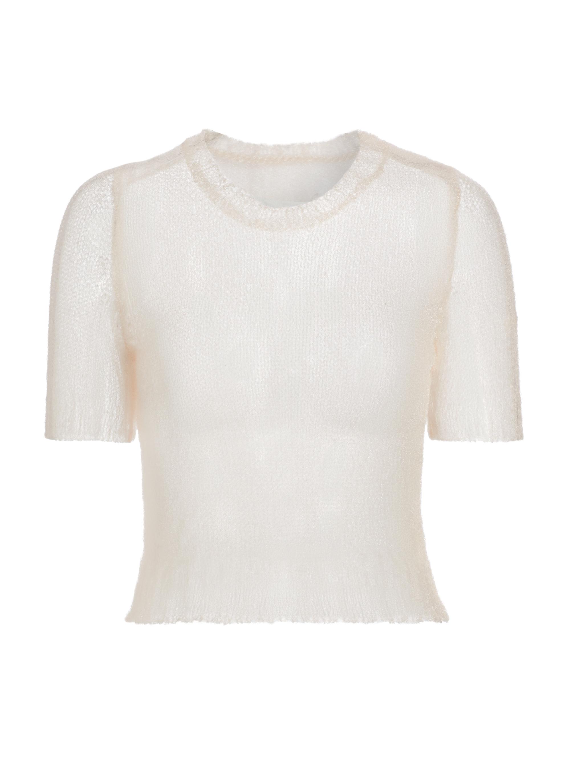 Maison Margiela Women's Sheer Soft Knit Crop Top - Pale Pink