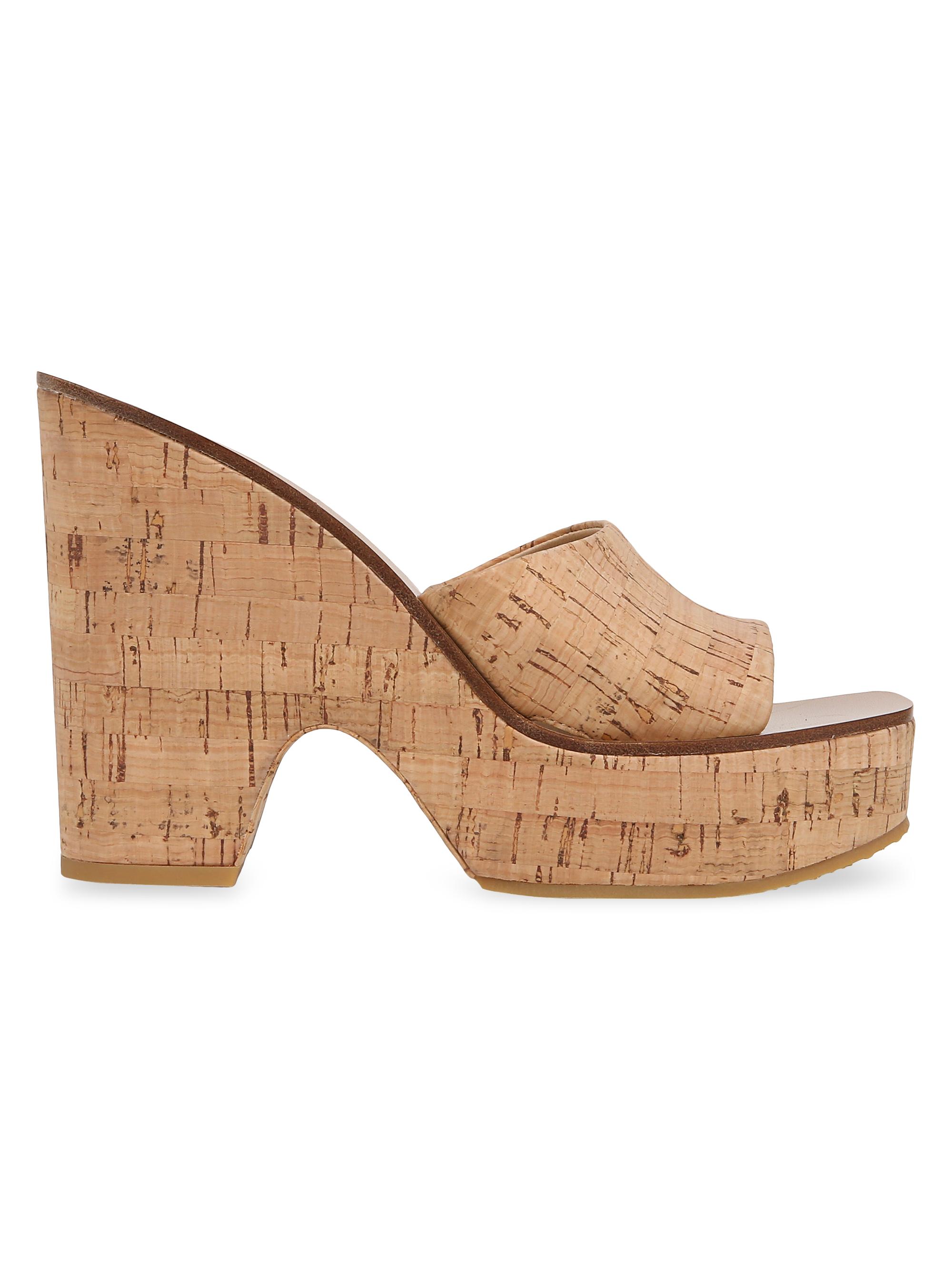 Veronica Beard Women's Paulita 120MM Leather & Cork Wedge Sandals - Natural