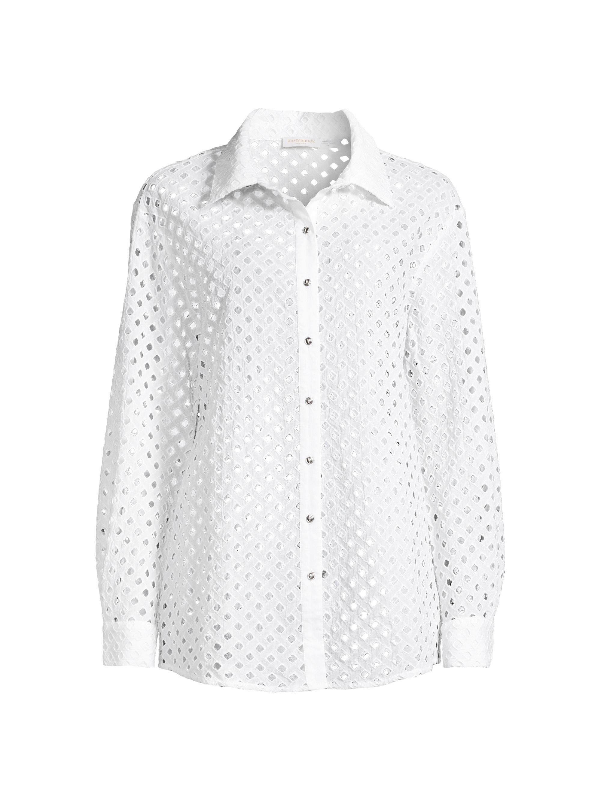 Ramy Brook Women's Gary Cotton Long-Sleeve Shirt - White Eyelet