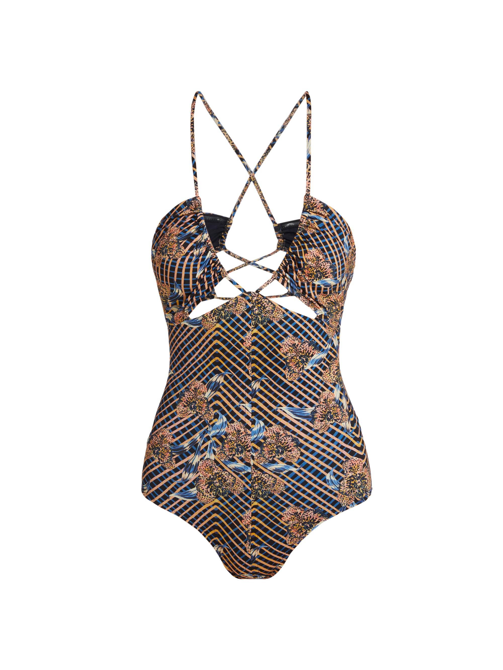 Ulla Johnson Women's Akami Printed Lace-Up One-Piece Swimsuit - Nocturne