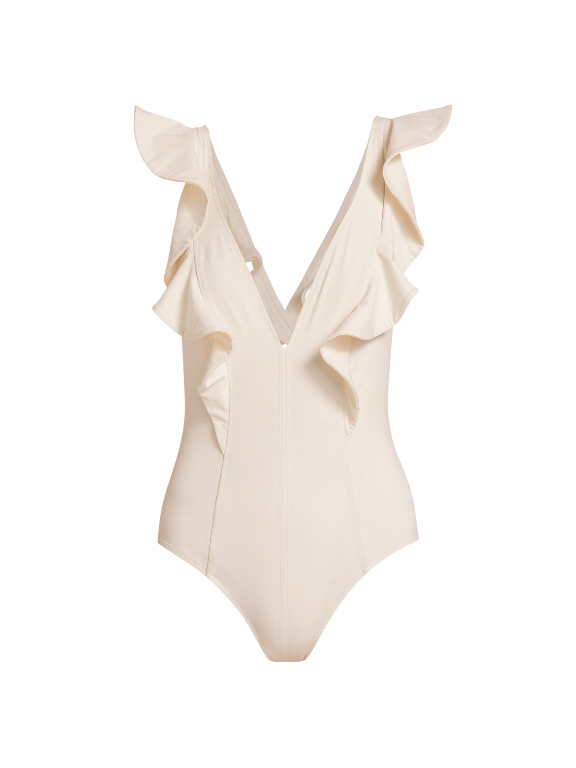 Ulla Johnson Women's Evelina Ruffled One-Piece Swimsuit - Cowrie
