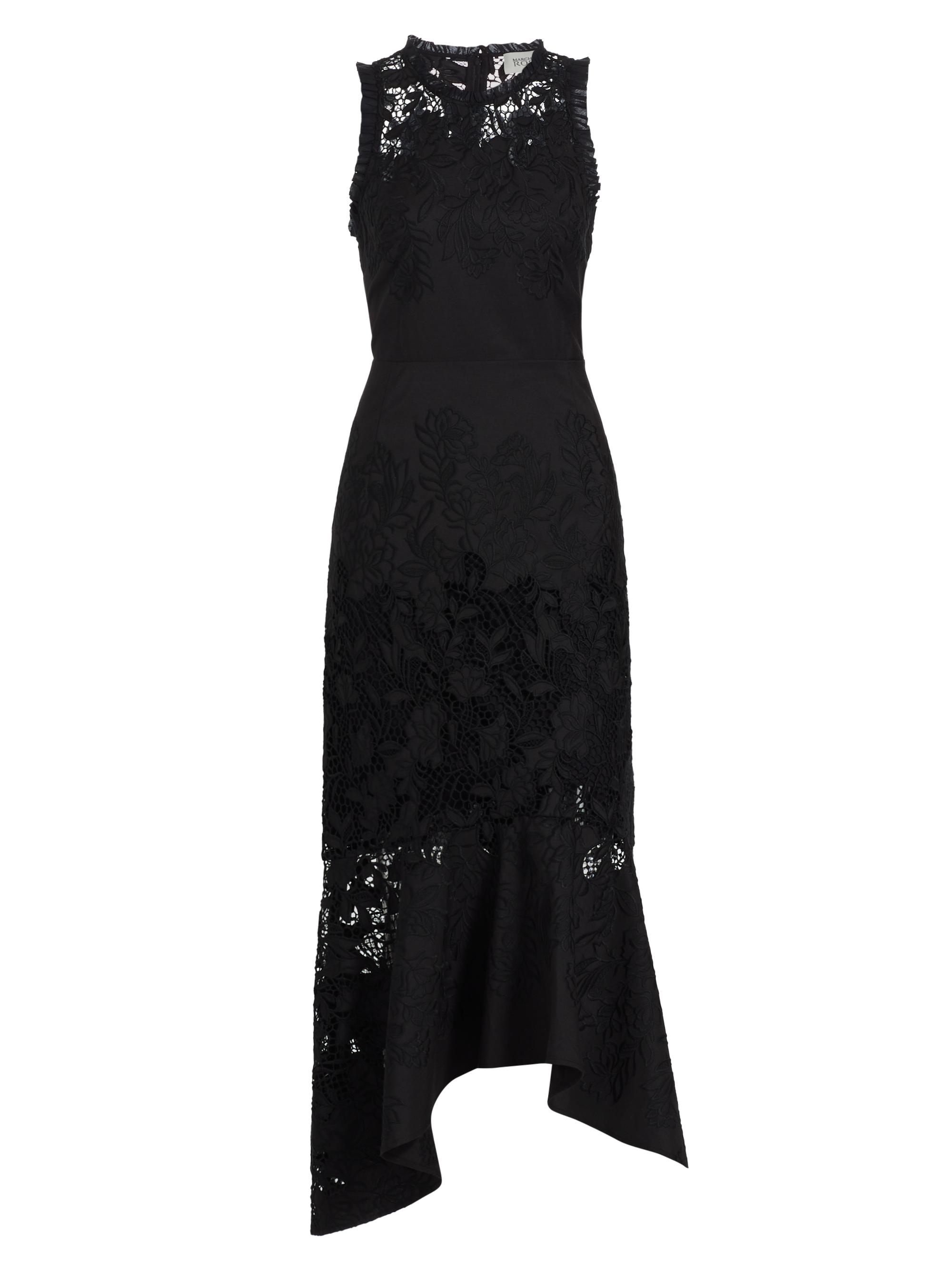 Marchesa Rosa Women's Iris Embroidered Midi-Dress - Black