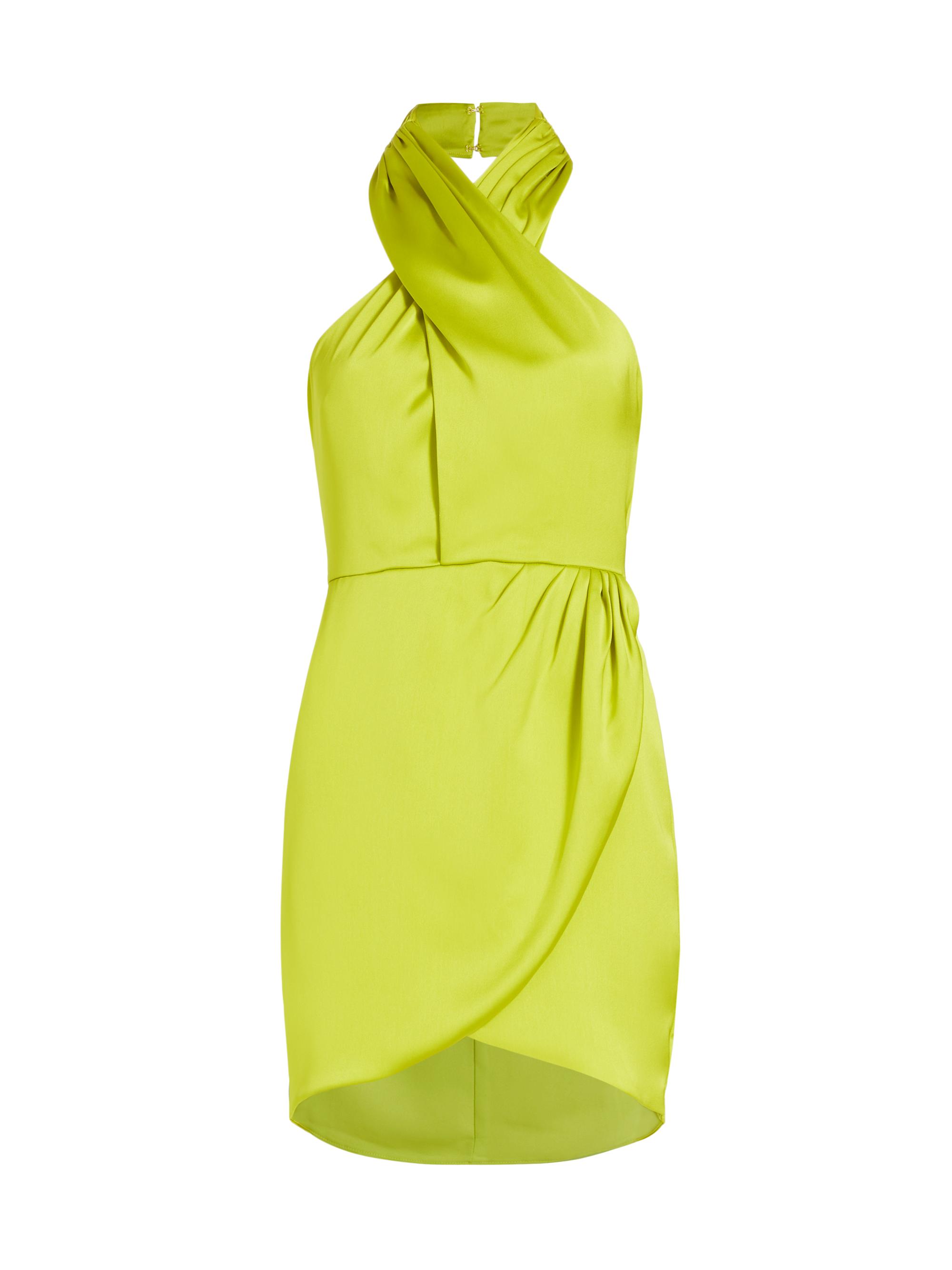 Ramy Brook Women's Jona Satin Halterneck Minidress - Lime