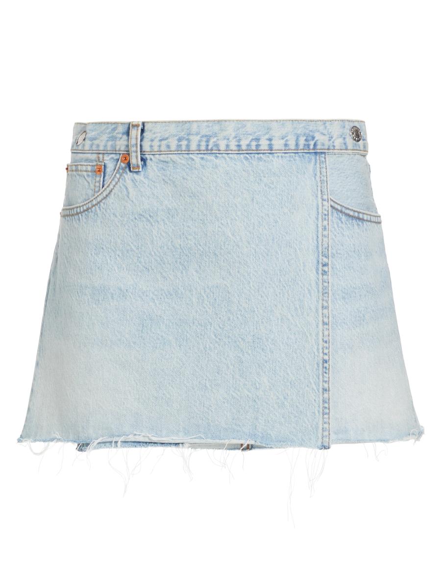 Re/done Re/done & Pam Mid-Waist Denim Wrap Miniskirt | Saks