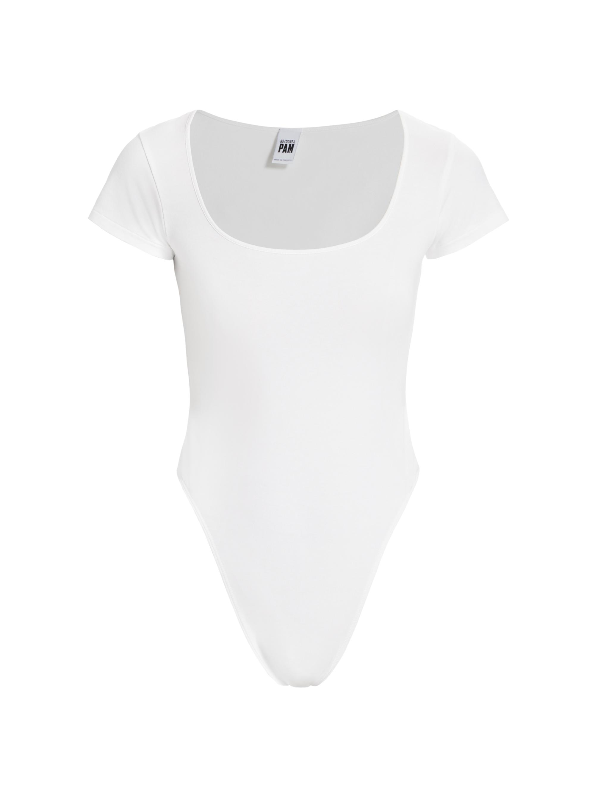 Re/done Women's  & Pam Square-Neck High-Leg Bodysuit - White