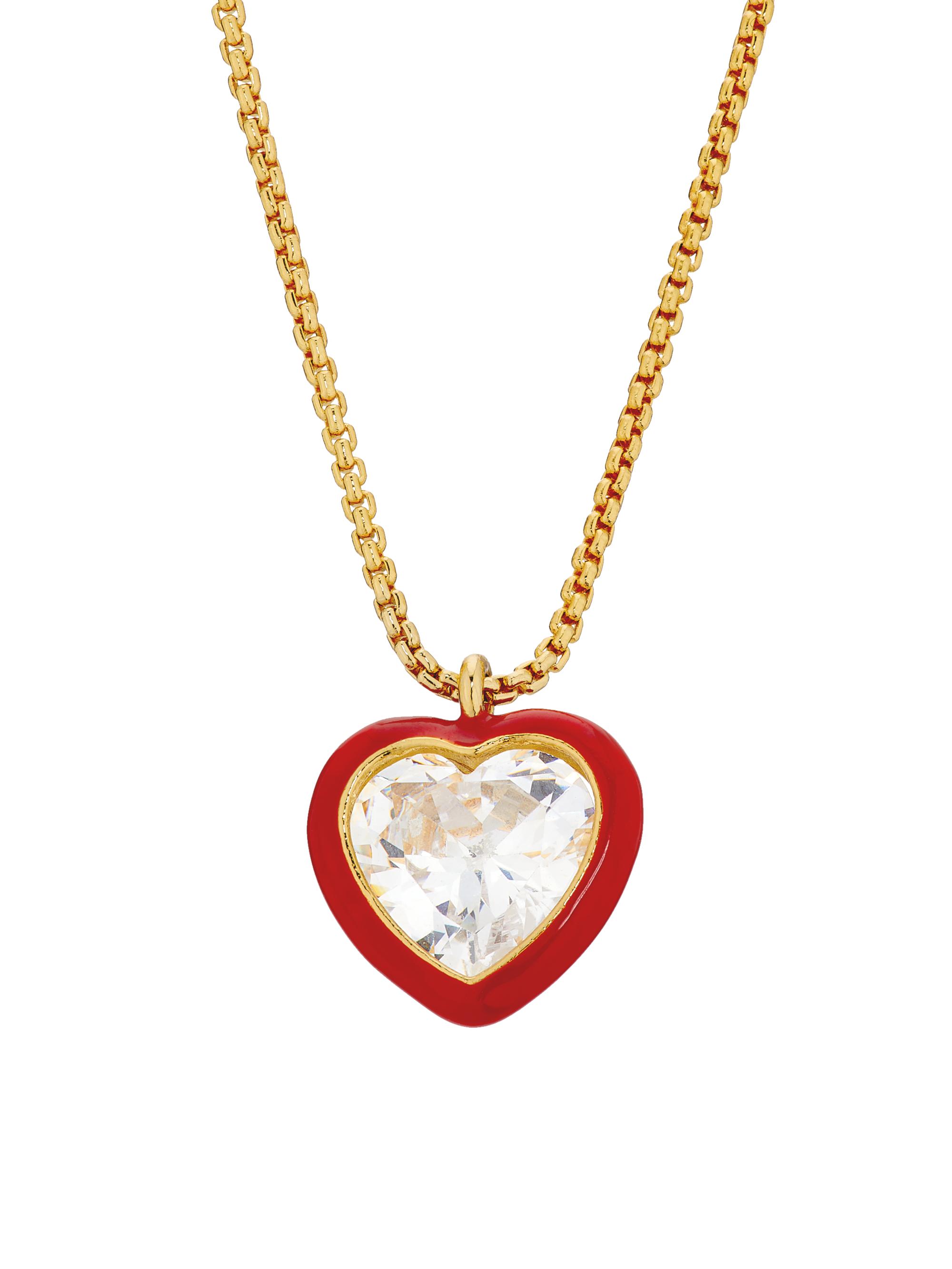Roxanne Assoulin Women's Heart's Desire Goldtone, Cubic Zirconia & Enamel Pendant Necklace - Shiny Gold Clear