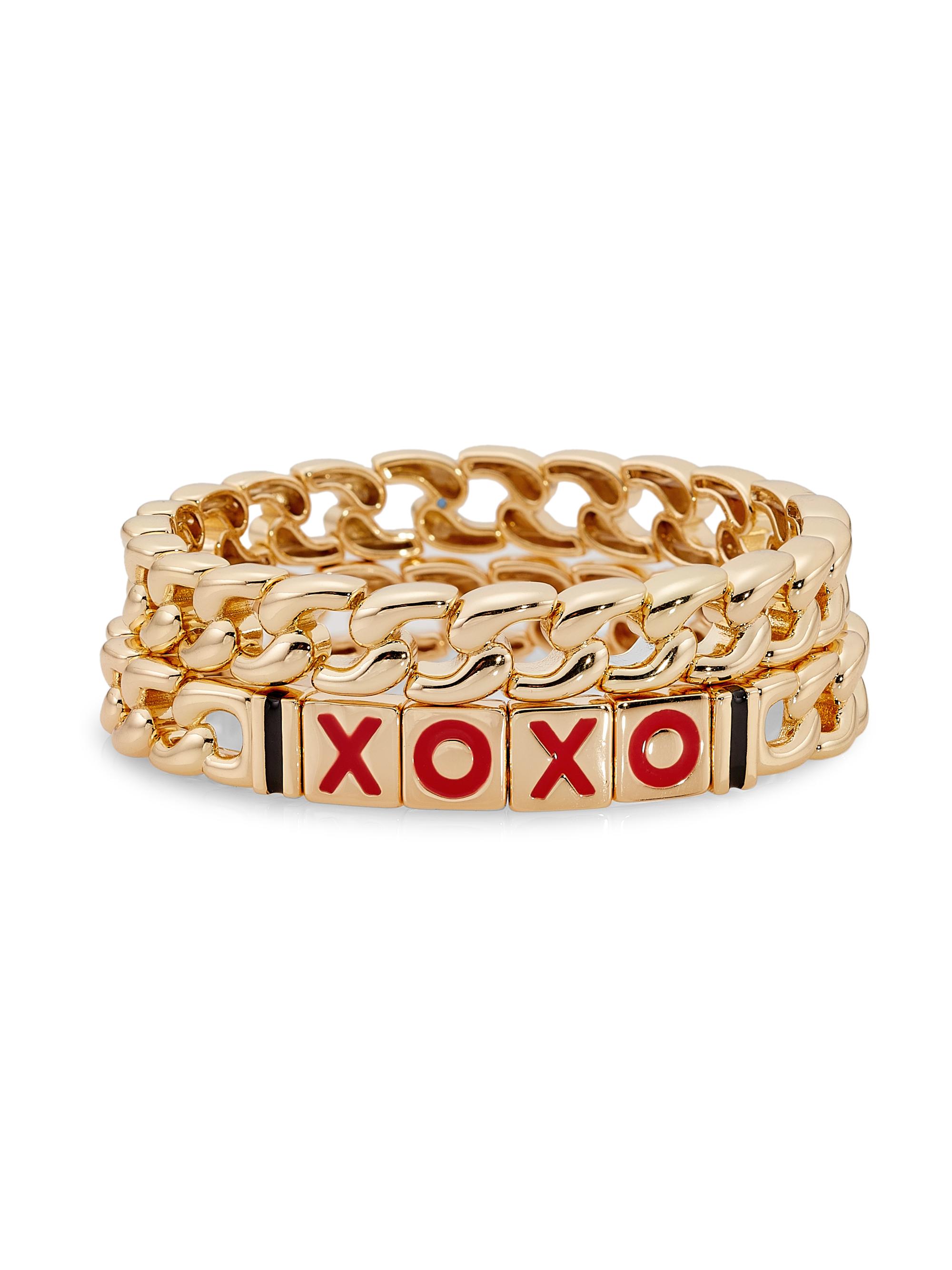 Roxanne Assoulin Women's Xoxo 2-Piece Goldtone & Enamel Chain Bracelet Set - Shiny Gold