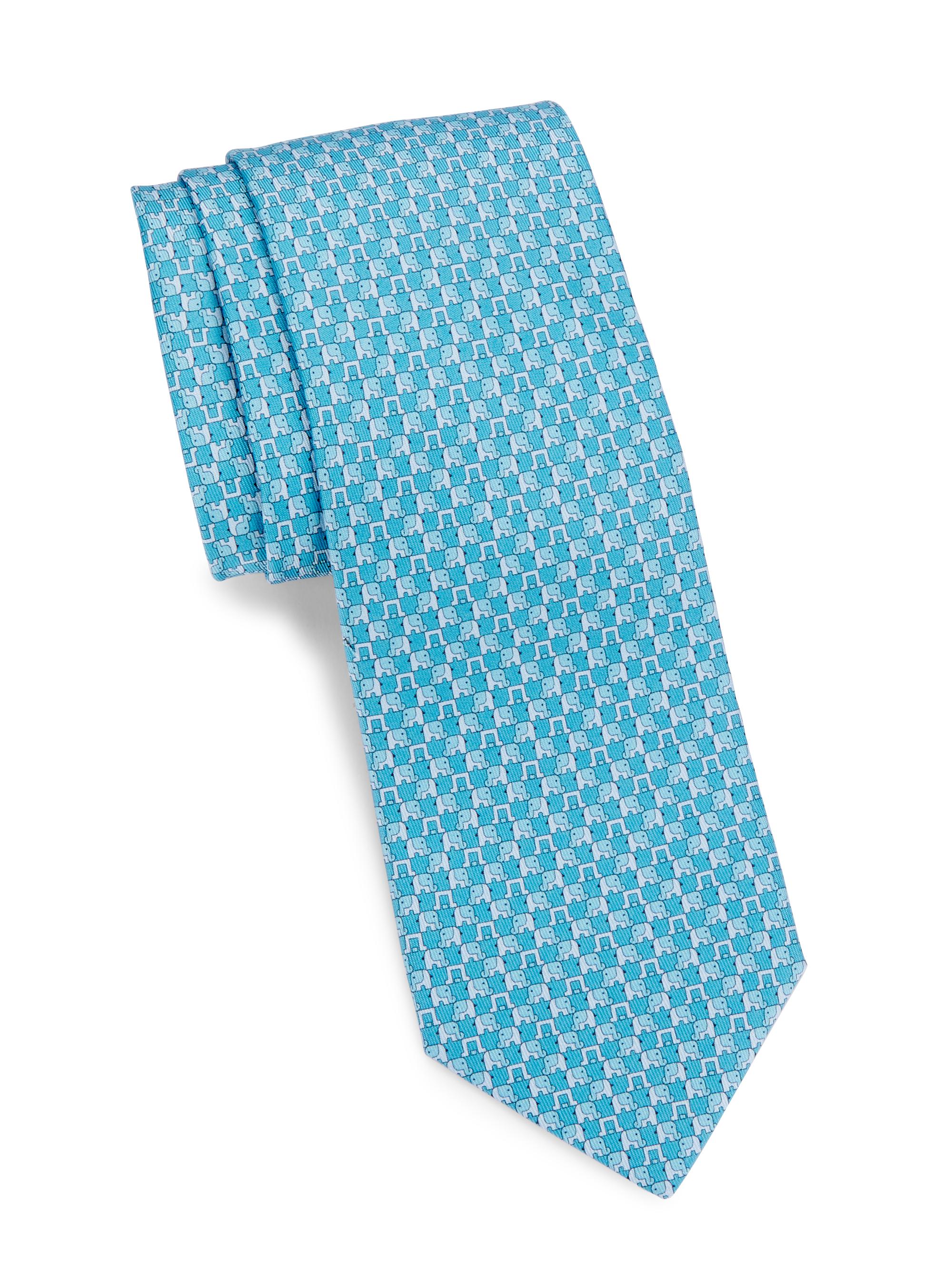 新品 フェラガモ FERRAGAMO ネクタイ ELEPHANT グレー FERRAGAMO Vito Elephant Silk Tie | Saks Fifth Avenue