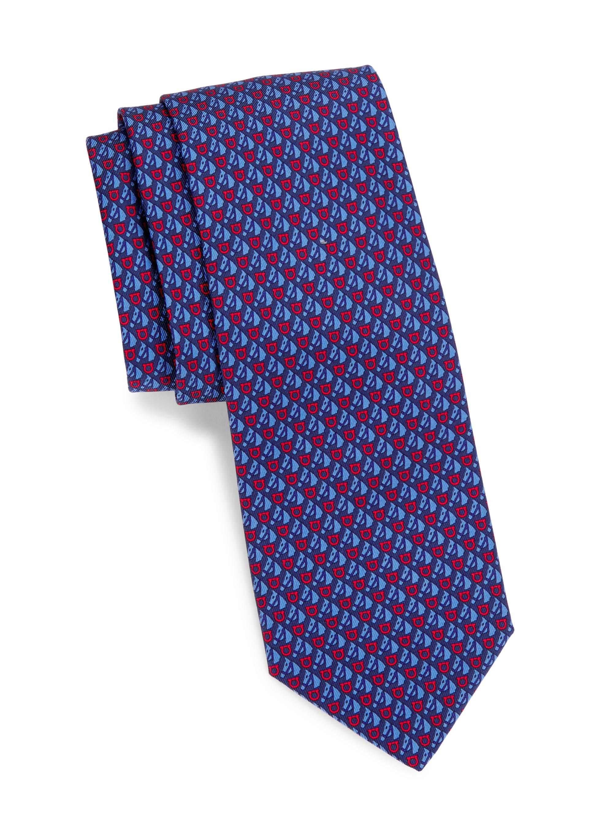 FERRAGAMO Men's Varenne Silk Tie - Blue