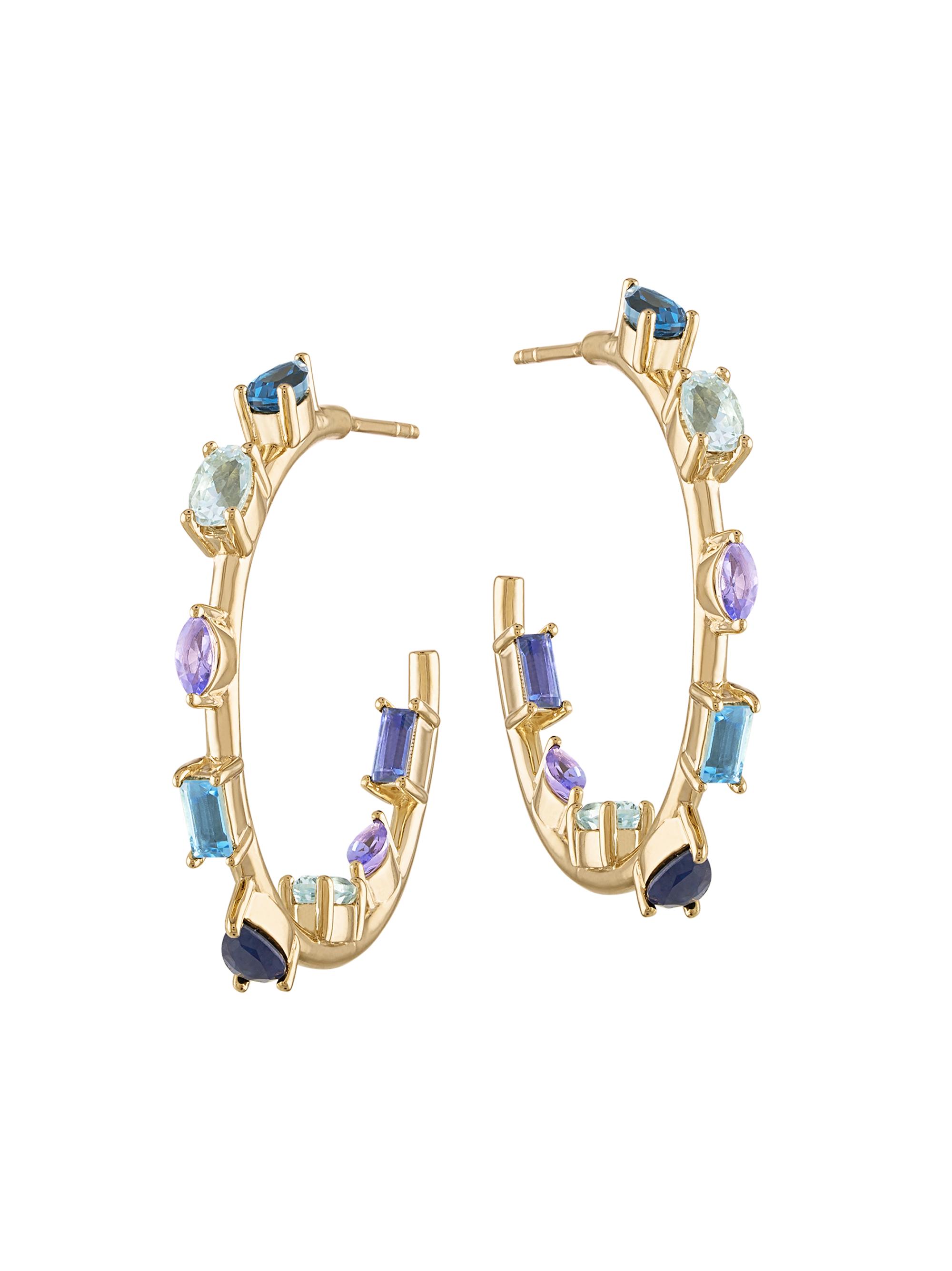 Eden Presley Women's Rock Goddess 14K Yellow Gold & Blue Sapphire Mini Hoop Earrings - Blue