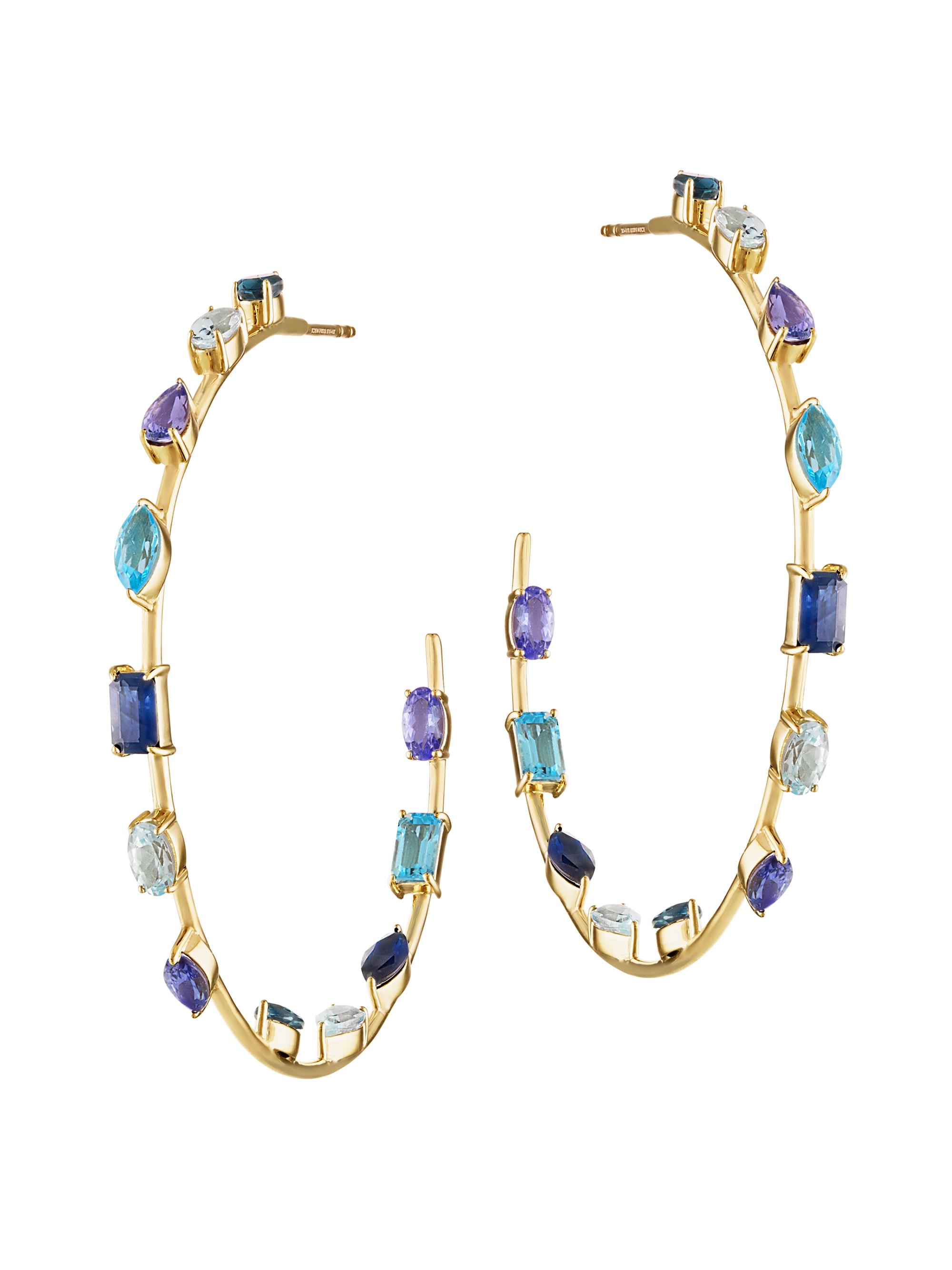 Eden Presley Women's Rock Goddess 14K Yellow Gold & Blue Sapphire  Hoop Earrings - Blue