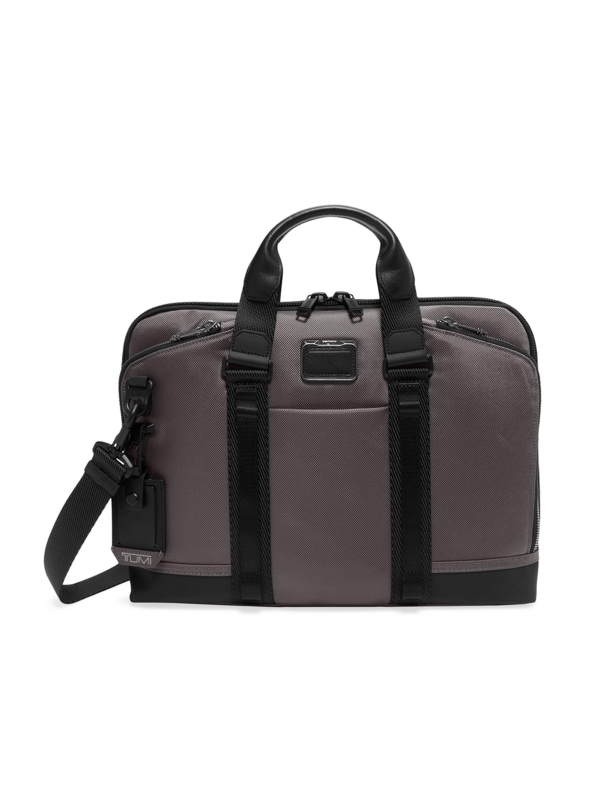 TUMI Men's Alpha Bravo Compact Laptop Briefcase - Charcoal