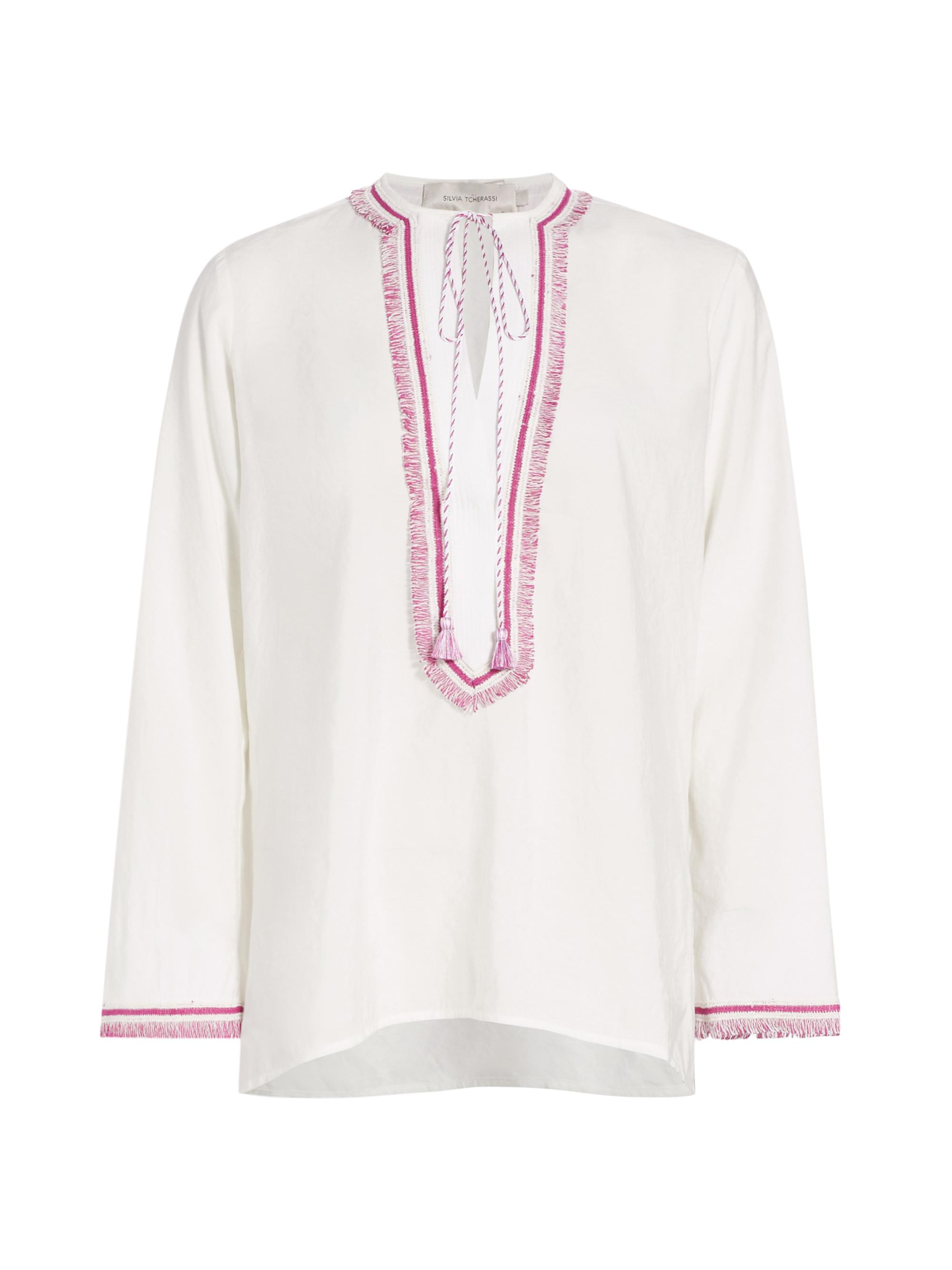 Silvia Tcherassi Women's Anisa Fringe-Trim Blouse - White
