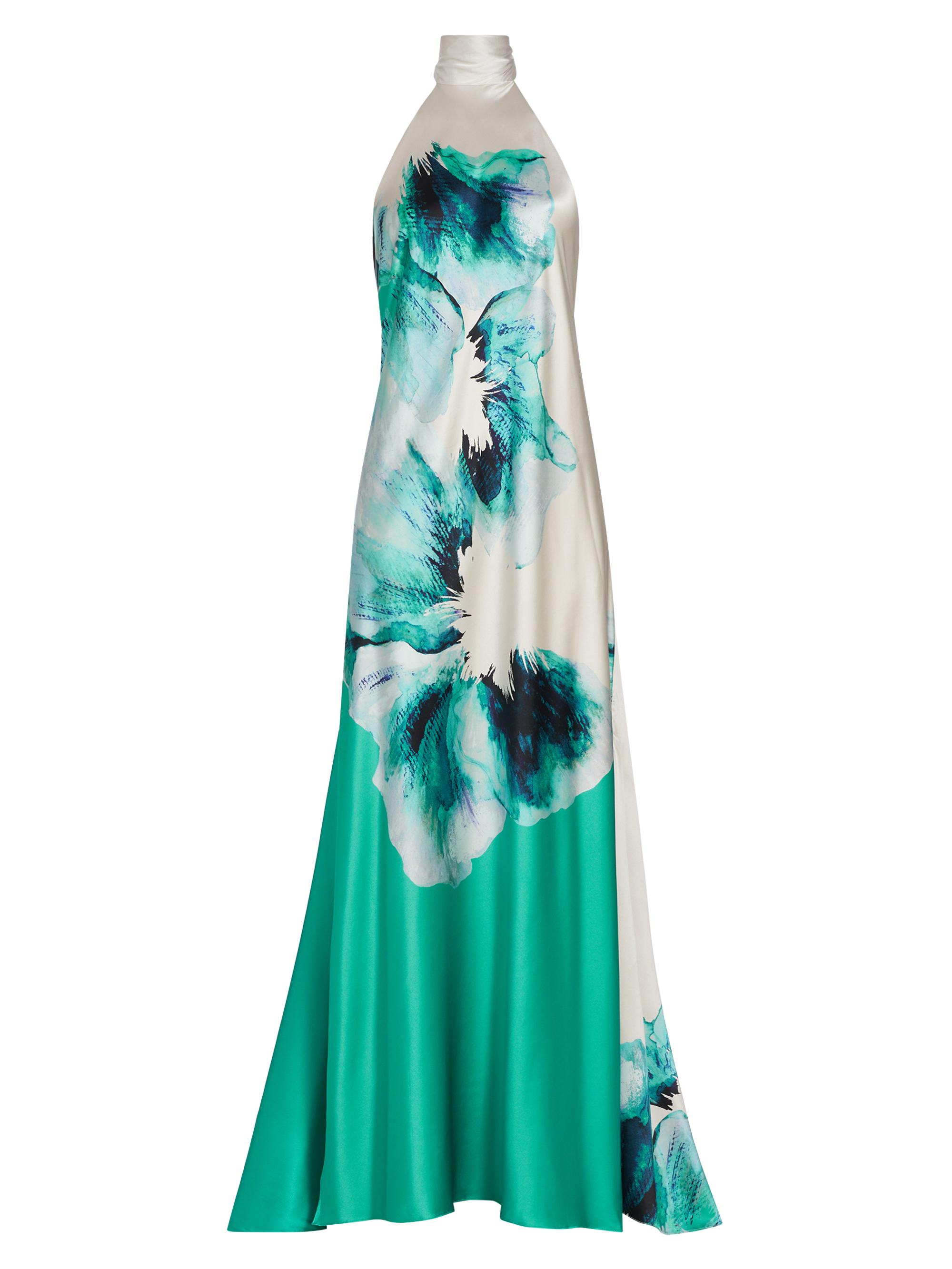 Silvia Tcherassi Women's Sherry Silk Halter Gown - Aqua
