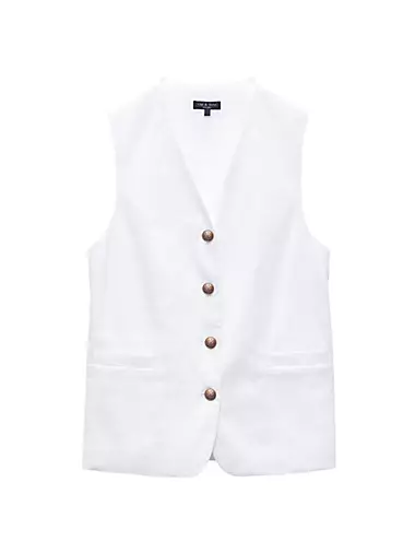 Charlotte Linen-Blend Button-Up Vest