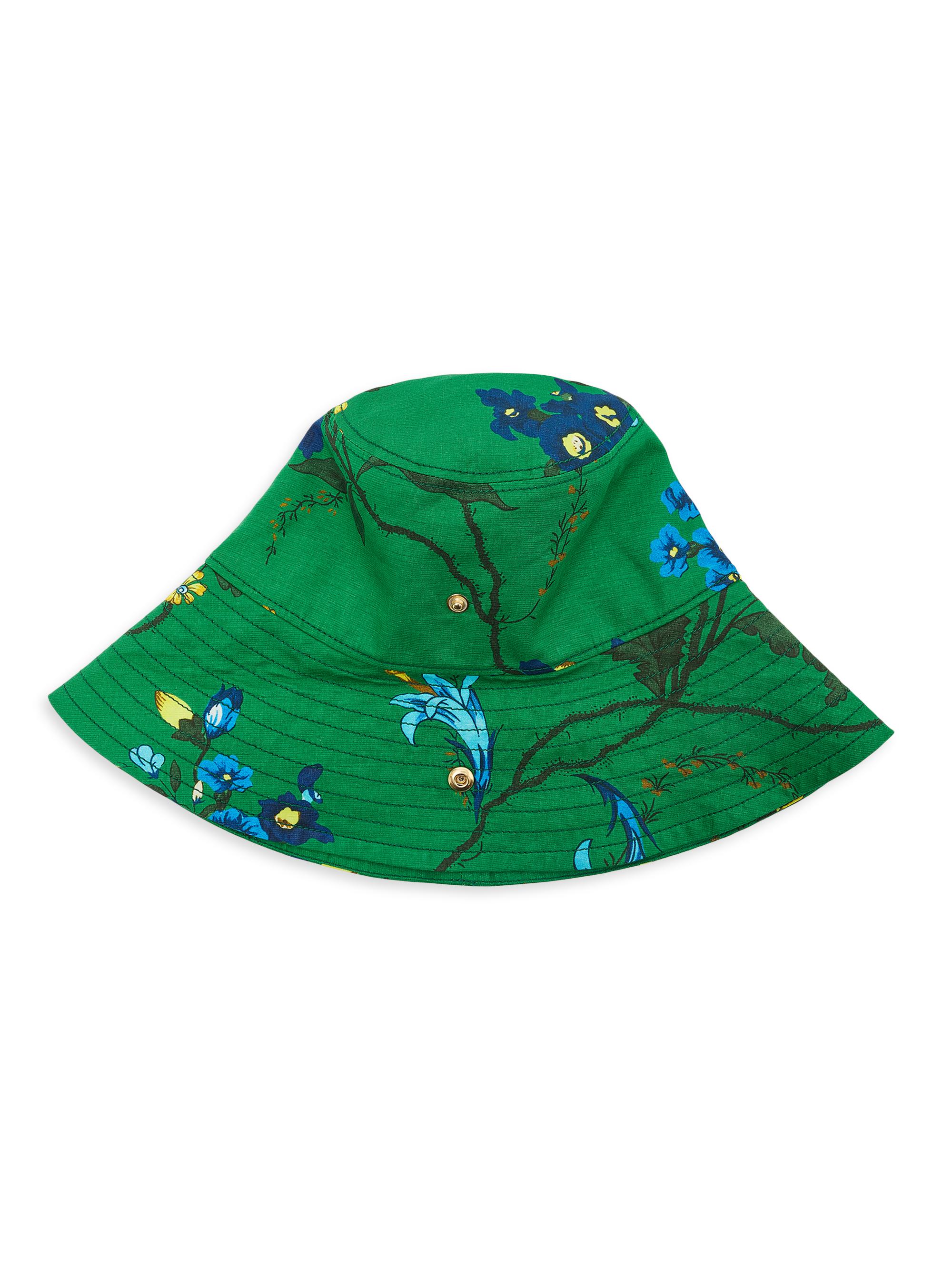 Erdem Women's Floral Cotton-Linen Bucket Hat - Green