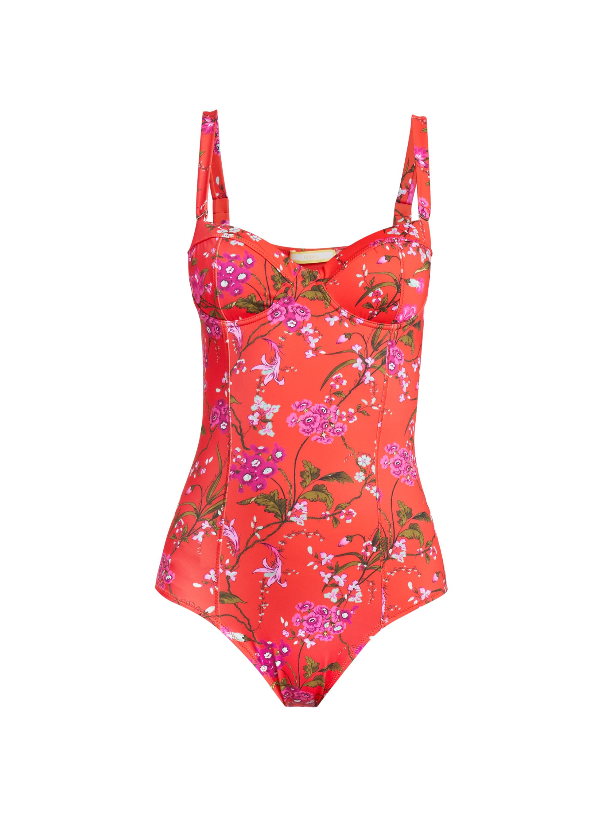 Erdem Women's Floral One-Piece Swimsuit - Poppy