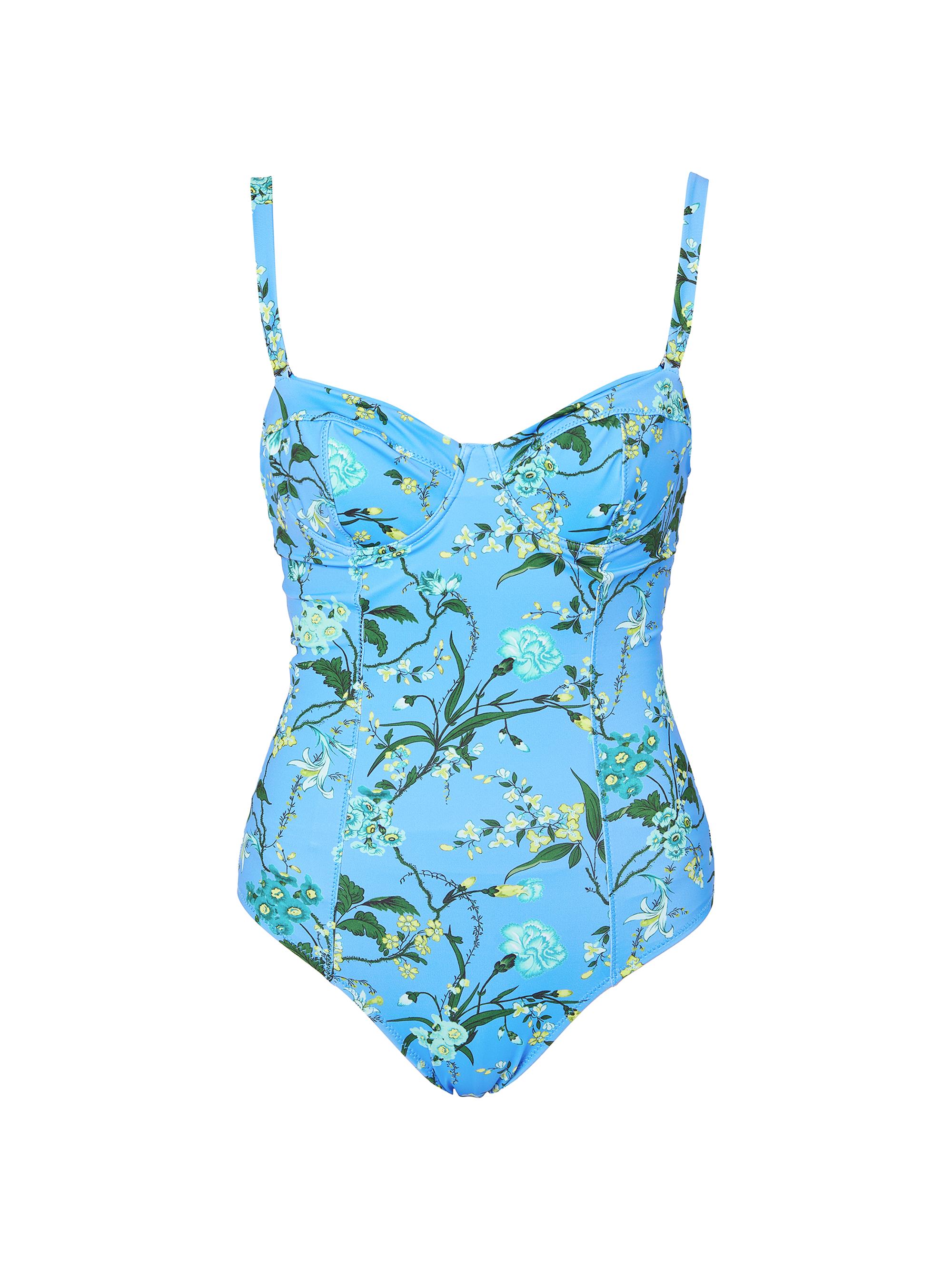 Erdem Women's Floral Underwire One-Piece Swimsuit - Blue