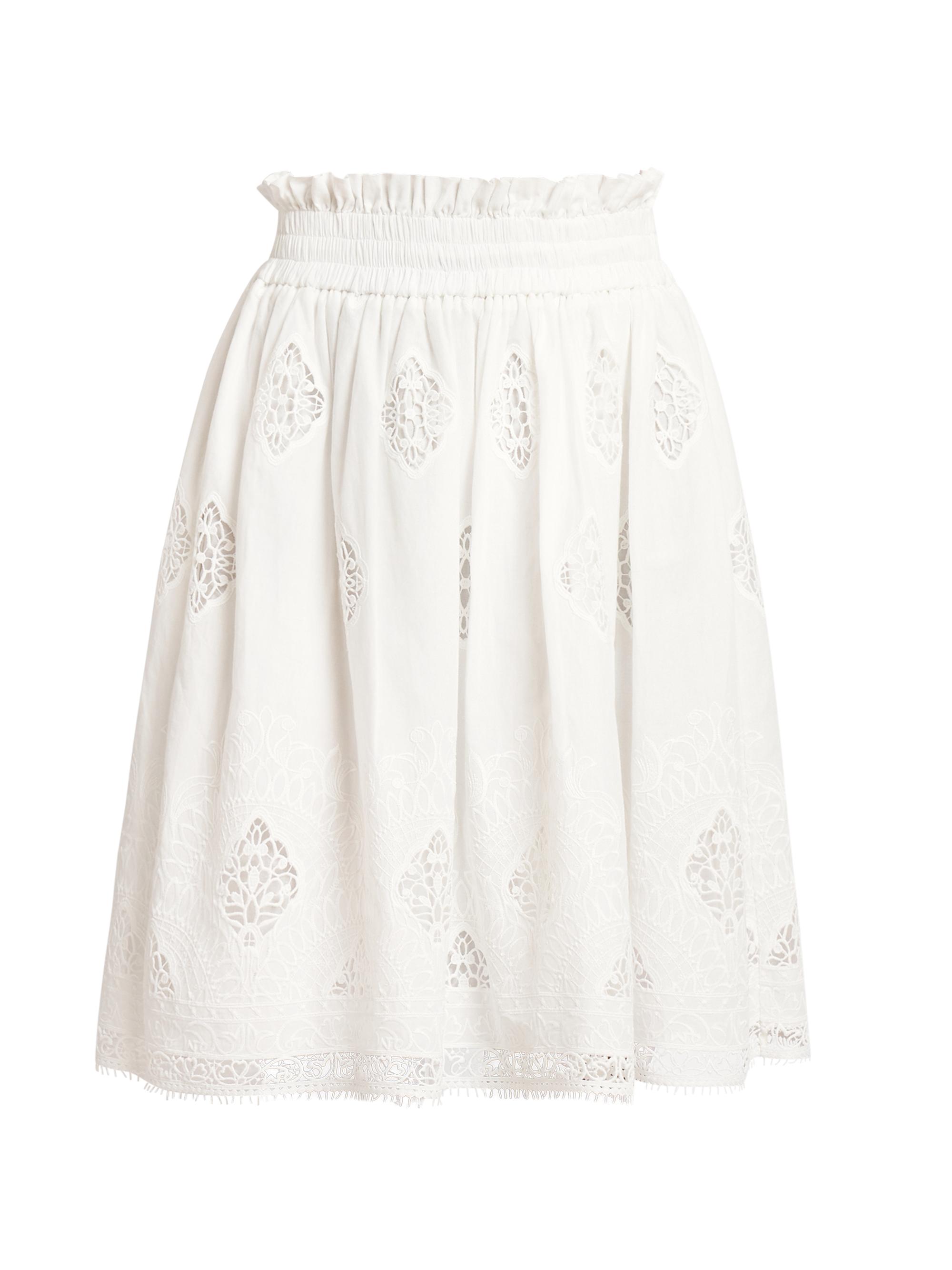 Erdem Women's Gathered Embroidered Miniskirt - White