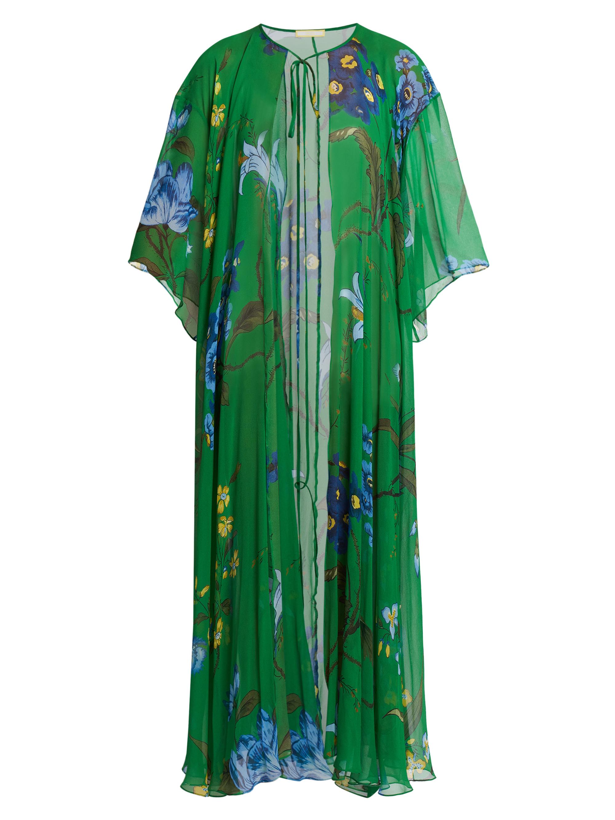 Erdem Women's Floral Silk Cover-Up Kaftan - Green