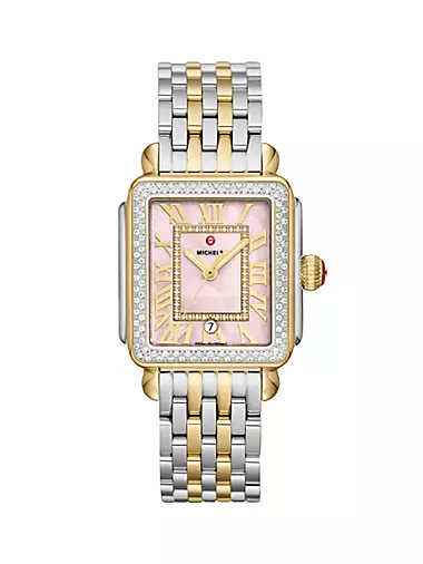 Deco Madison Two-Tone Stainless Steel, Mother-of-Pearl & 0.71 TCW Diamond Bracelet Watch/33MM x 35MM