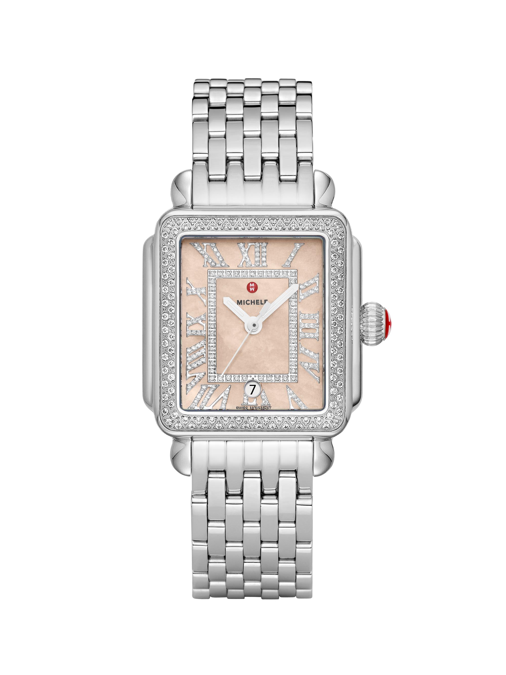 Michele Women's Deco Madison Stainless Steel, Mother-Of-Pearl & 0.75 TCW Diamond Bracelet Watch/33MM x 35MM - Steel